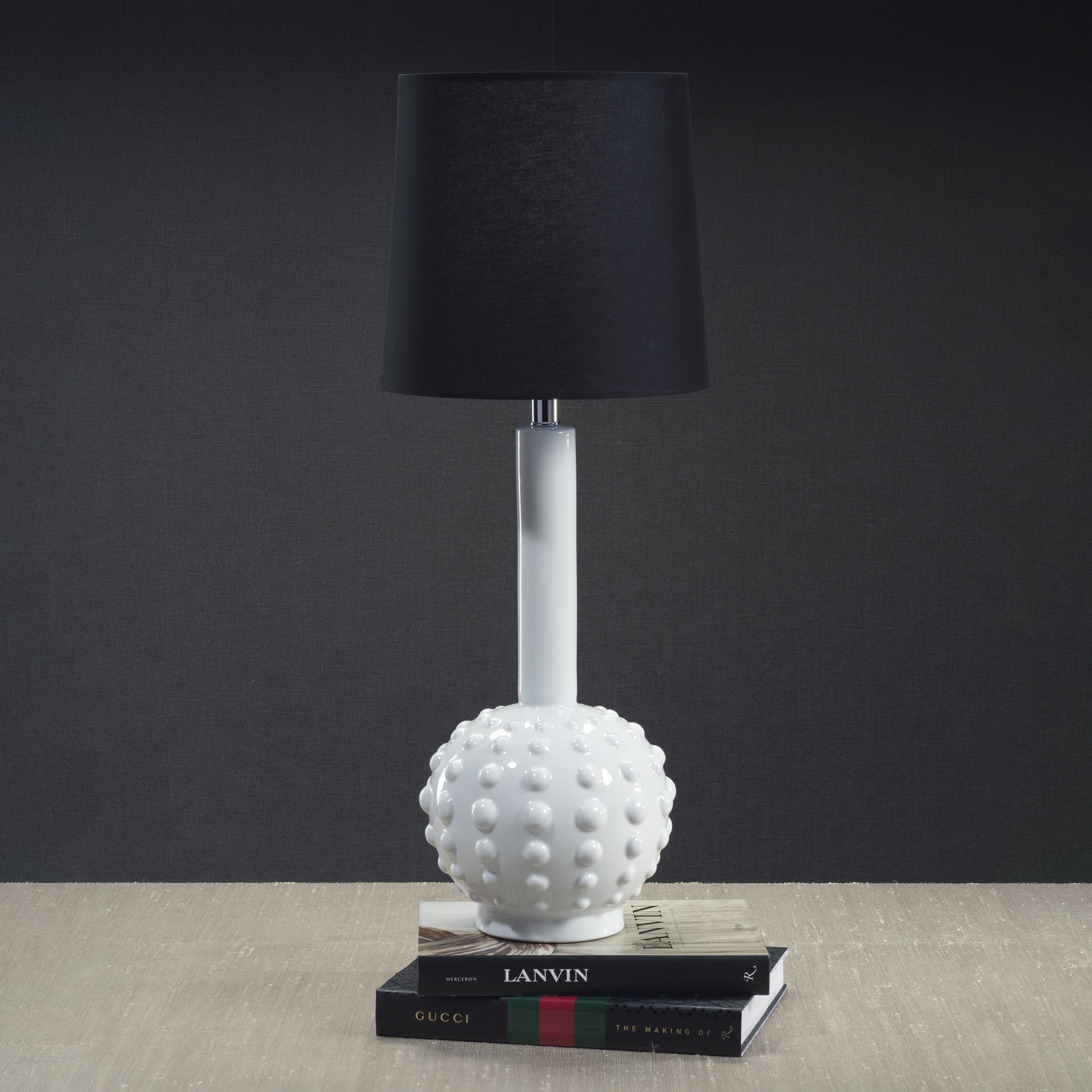 Deauville Tabletop Porcelain Lamp with Linen Shade