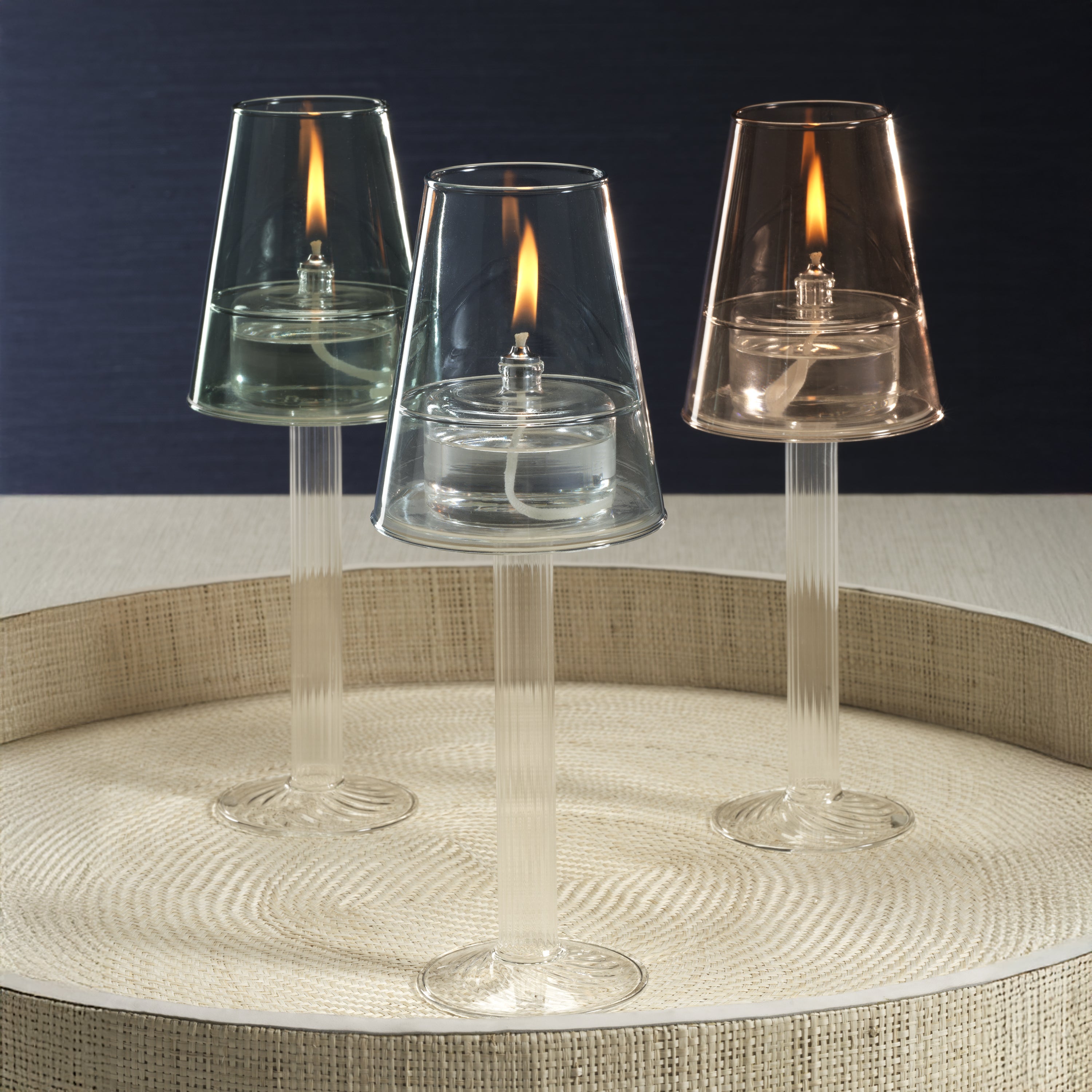 Dauphine Table Lamp with 3 oz Votive Oil Lamp,  Emerald Blue