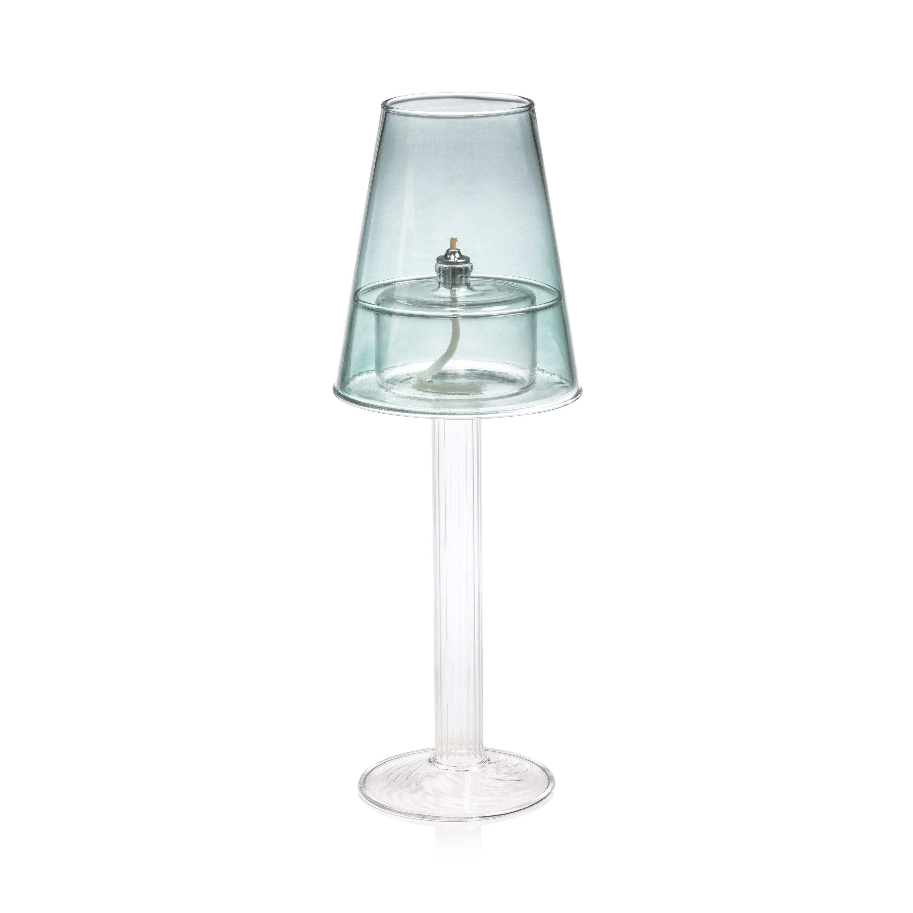 Dauphine Table Lamp with 3 oz Votive Oil Lamp,  Emerald Blue