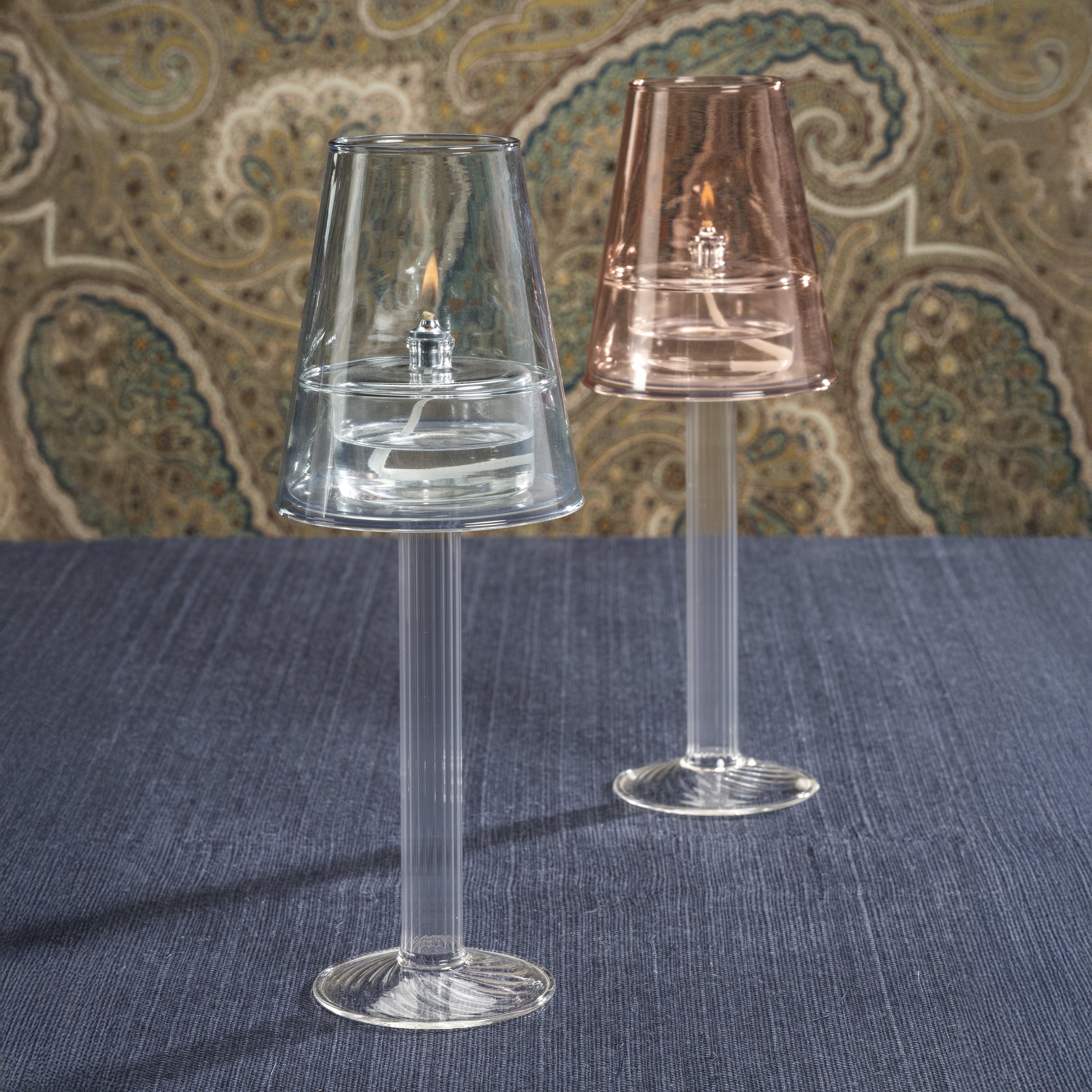 Dauphine Table Lamp with 3 oz Votive Oil Lamp,  Corydalis Blue