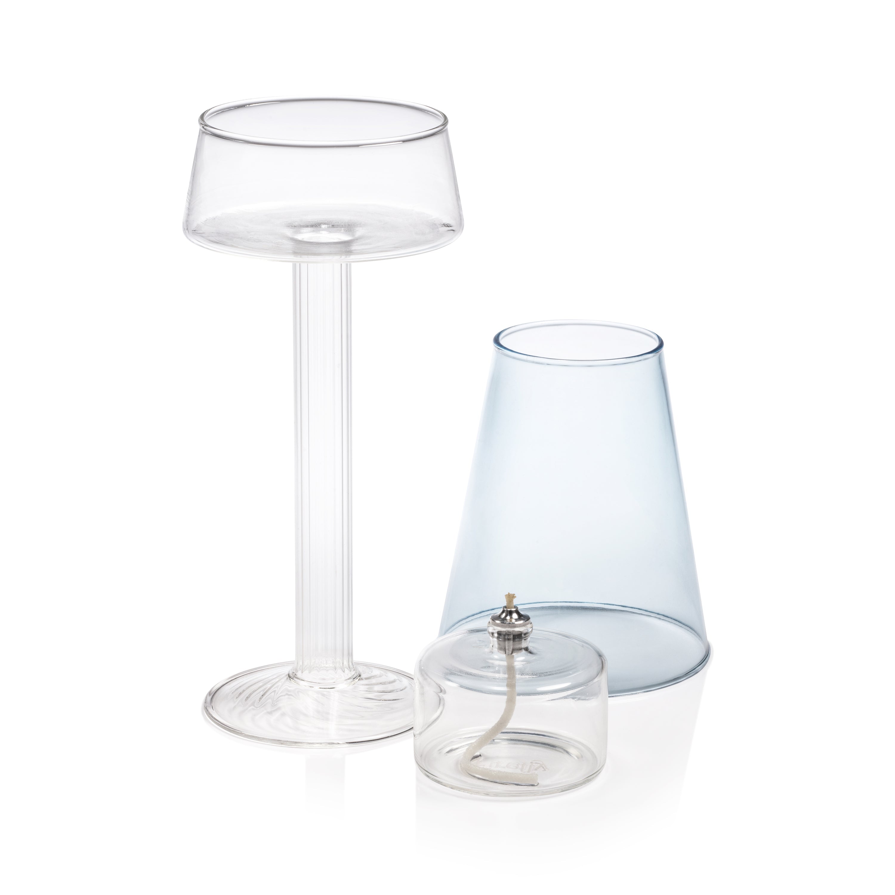 Dauphine Table Lamp with 3 oz Votive Oil Lamp,  Corydalis Blue