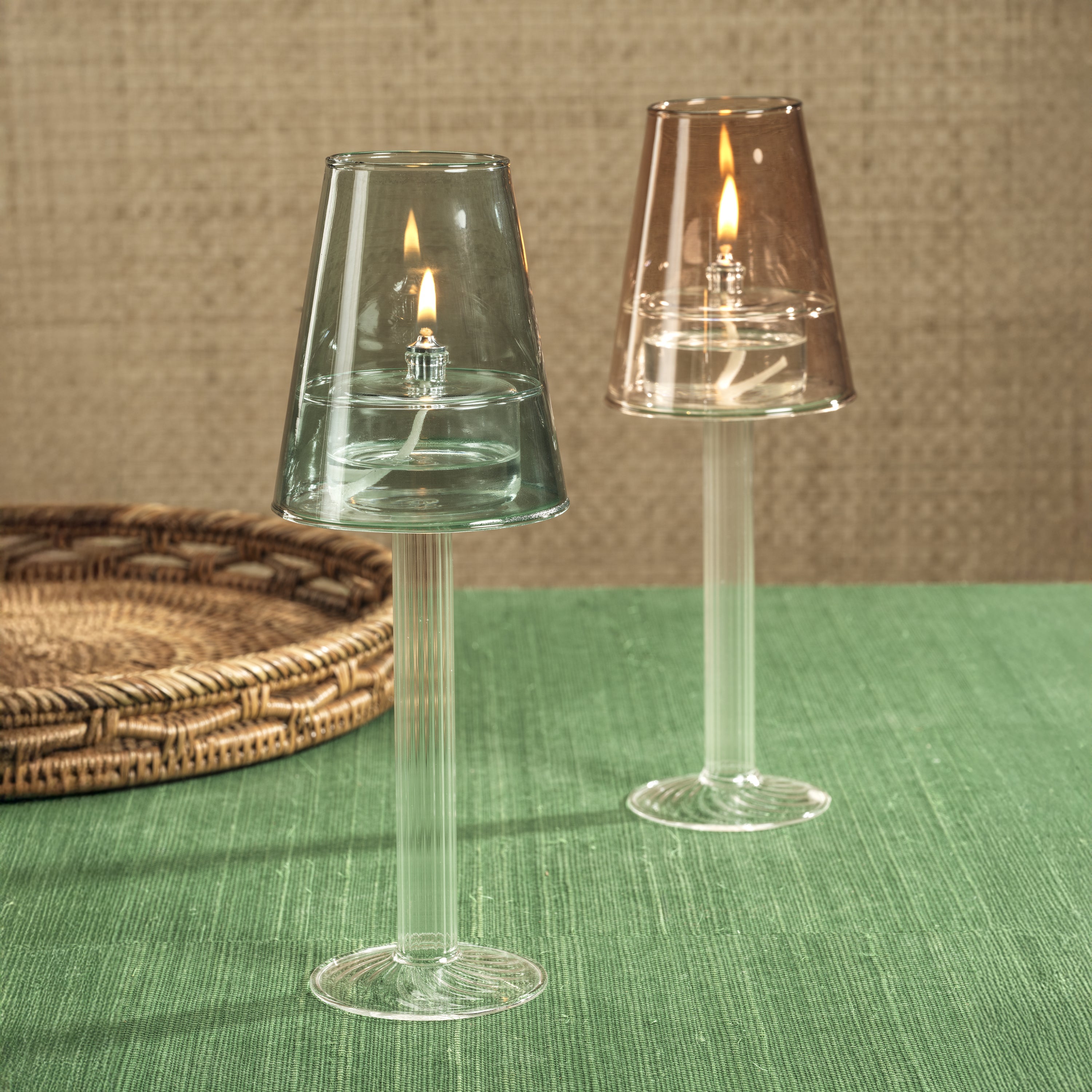 Dauphine Table Lamp with 3 oz Votive Oil Lamp, Light Amber