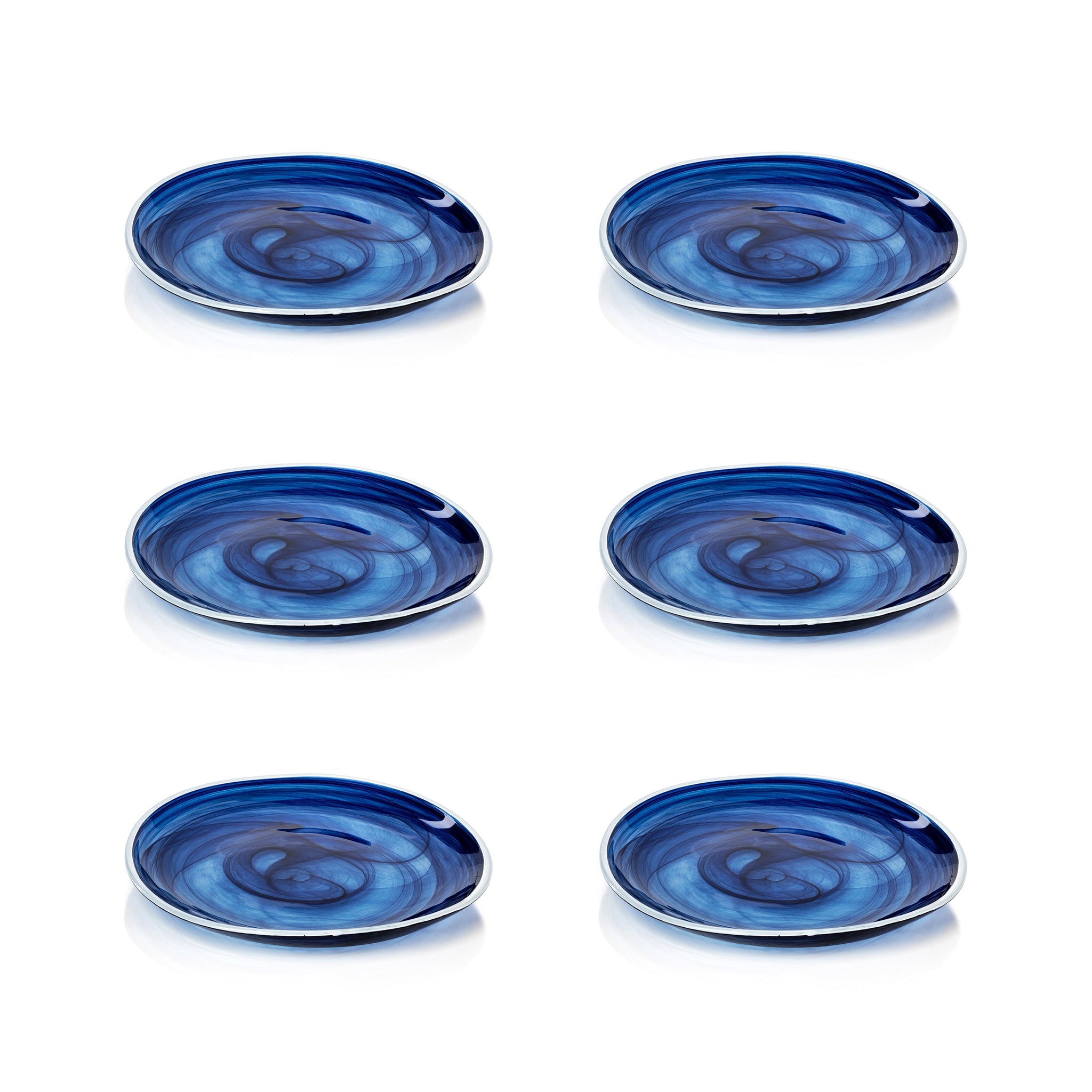 Zodax Monte Carlo Indigo Alabaster Glass Plates-8.25", Set of 6
