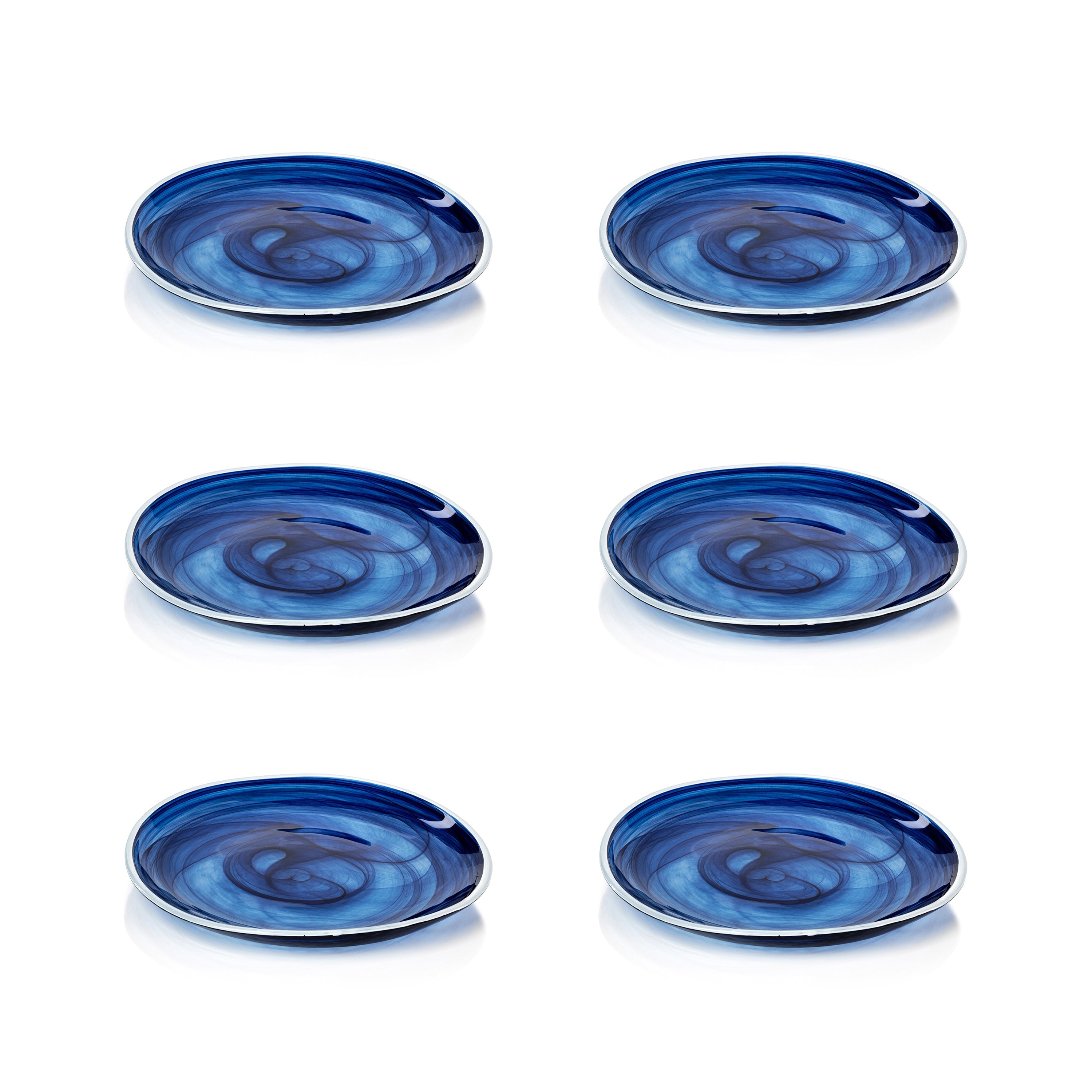 Zodax Monte Carlo Indigo Alabaster Glass Plates-8.25", Set of 6