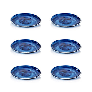 Zodax Monte Carlo Indigo Alabaster Glass Plates-8.25", Set of 6