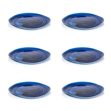Zodax Monte Carlo Indigo Alabaster Glass Plates-11.5", Set of 6