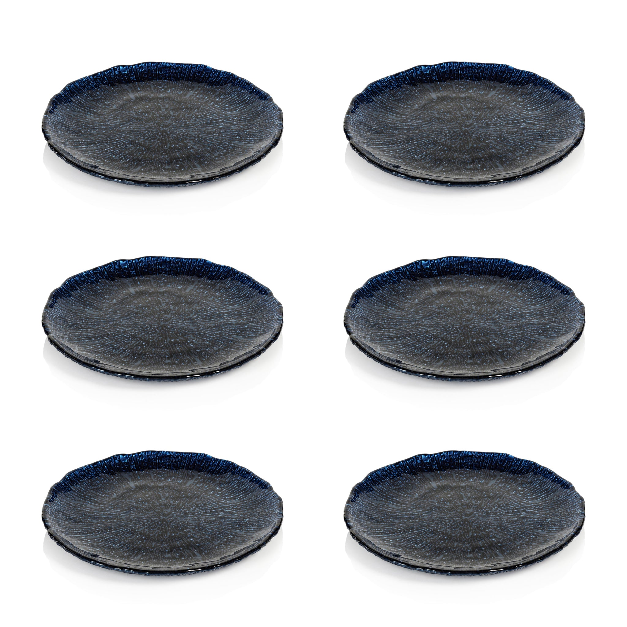 Zodax Exuma 8.5" Cobalt Blue Glass Plates, Set of 6