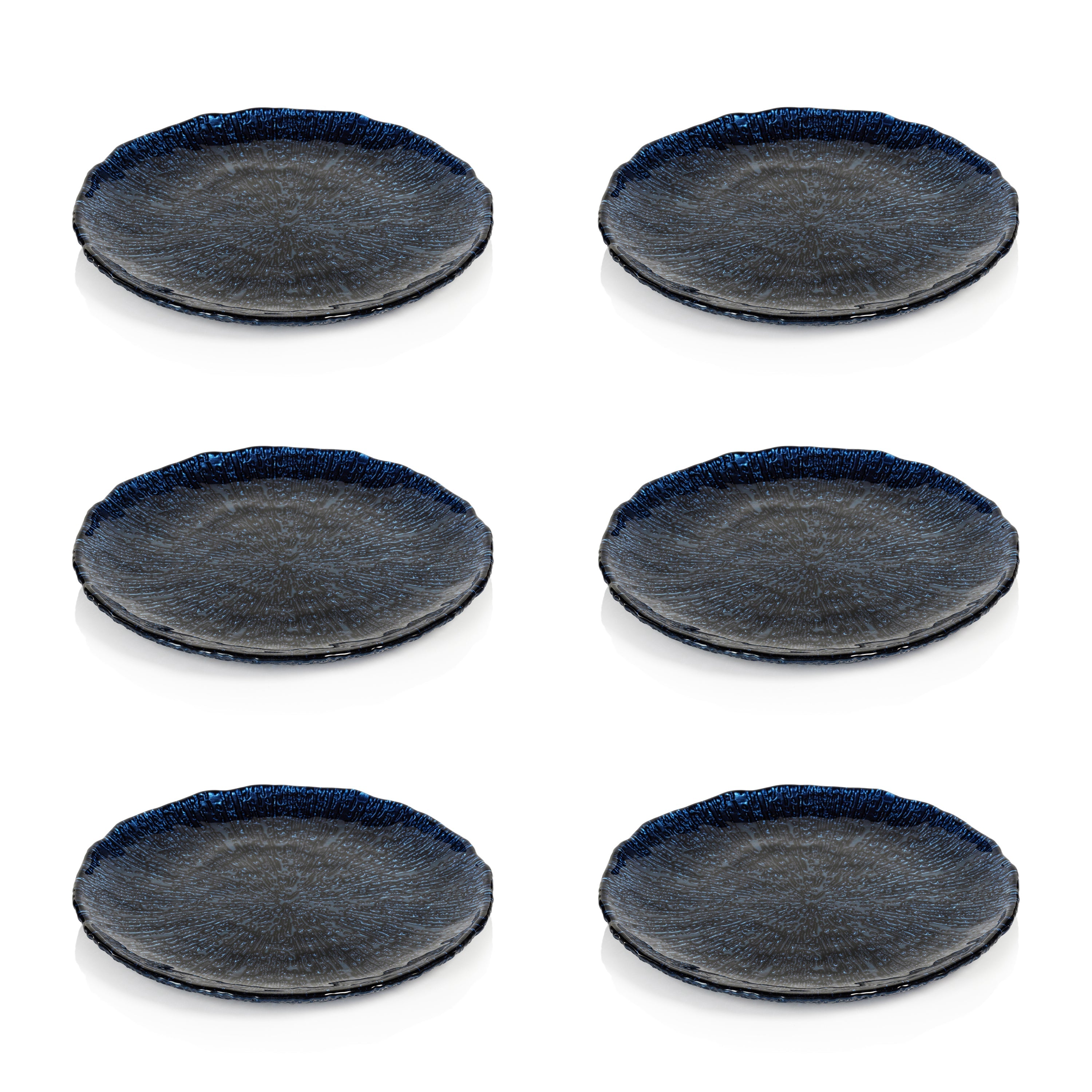 Zodax Exuma 8.5" Cobalt Blue Glass Plates, Set of 6