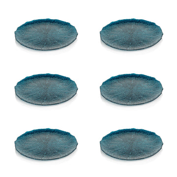 Zodax Exuma 11"  Azur Blue Glass Plates, Set of 6