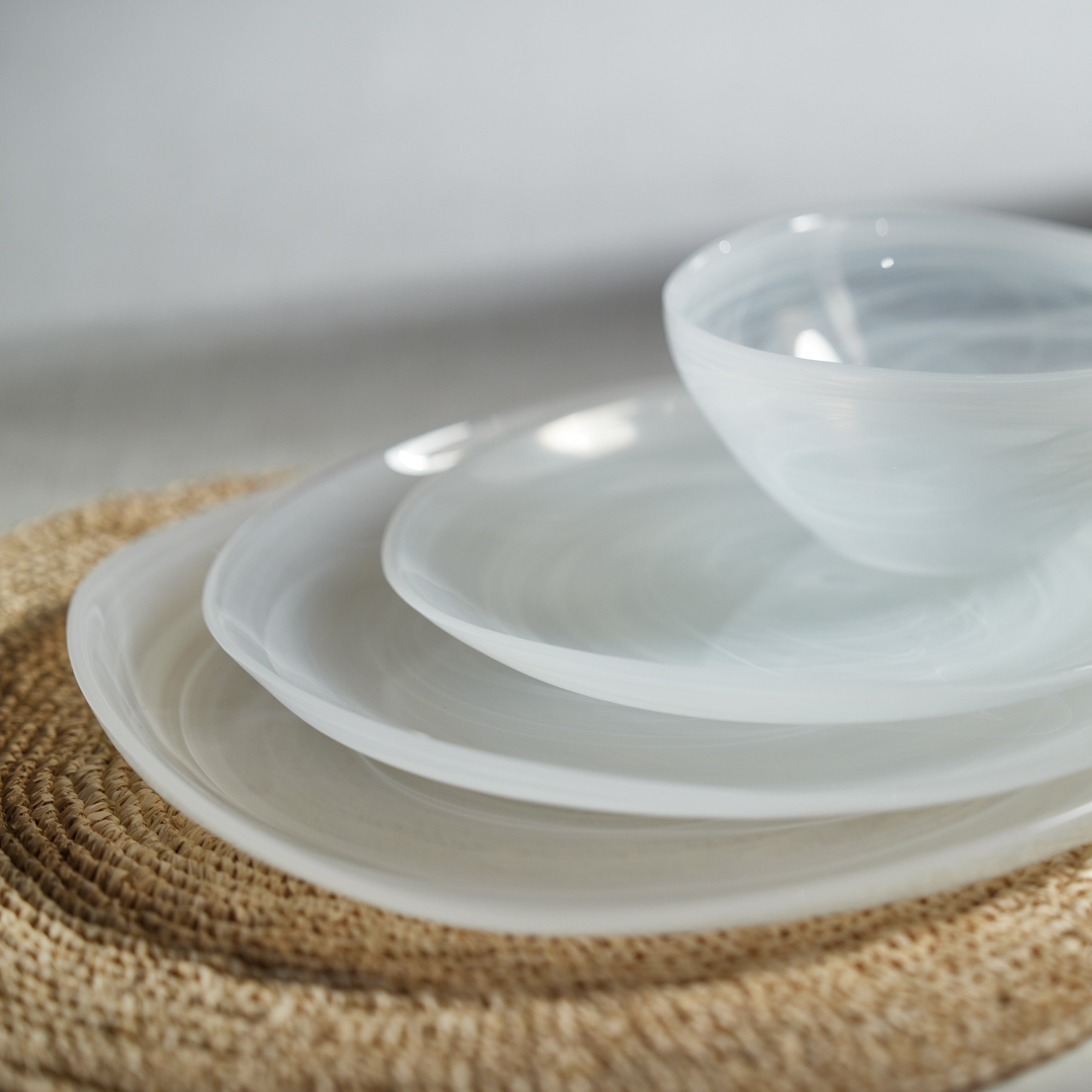 Zodax Reneta Alabaster Glass Plates, 6.75", Set of 6