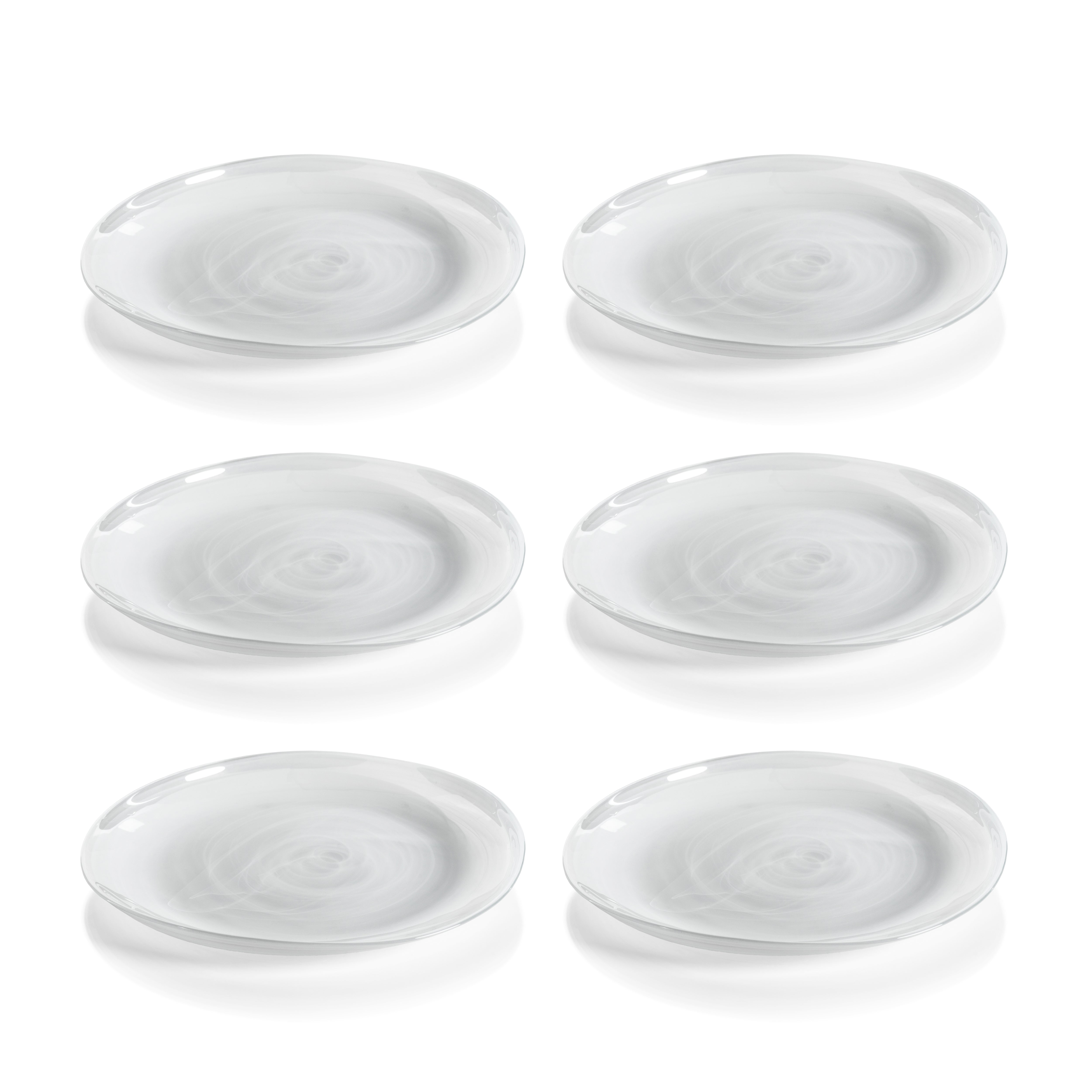 Zodax Reneta Alabaster Glass Plates, 10.25", Set of 6