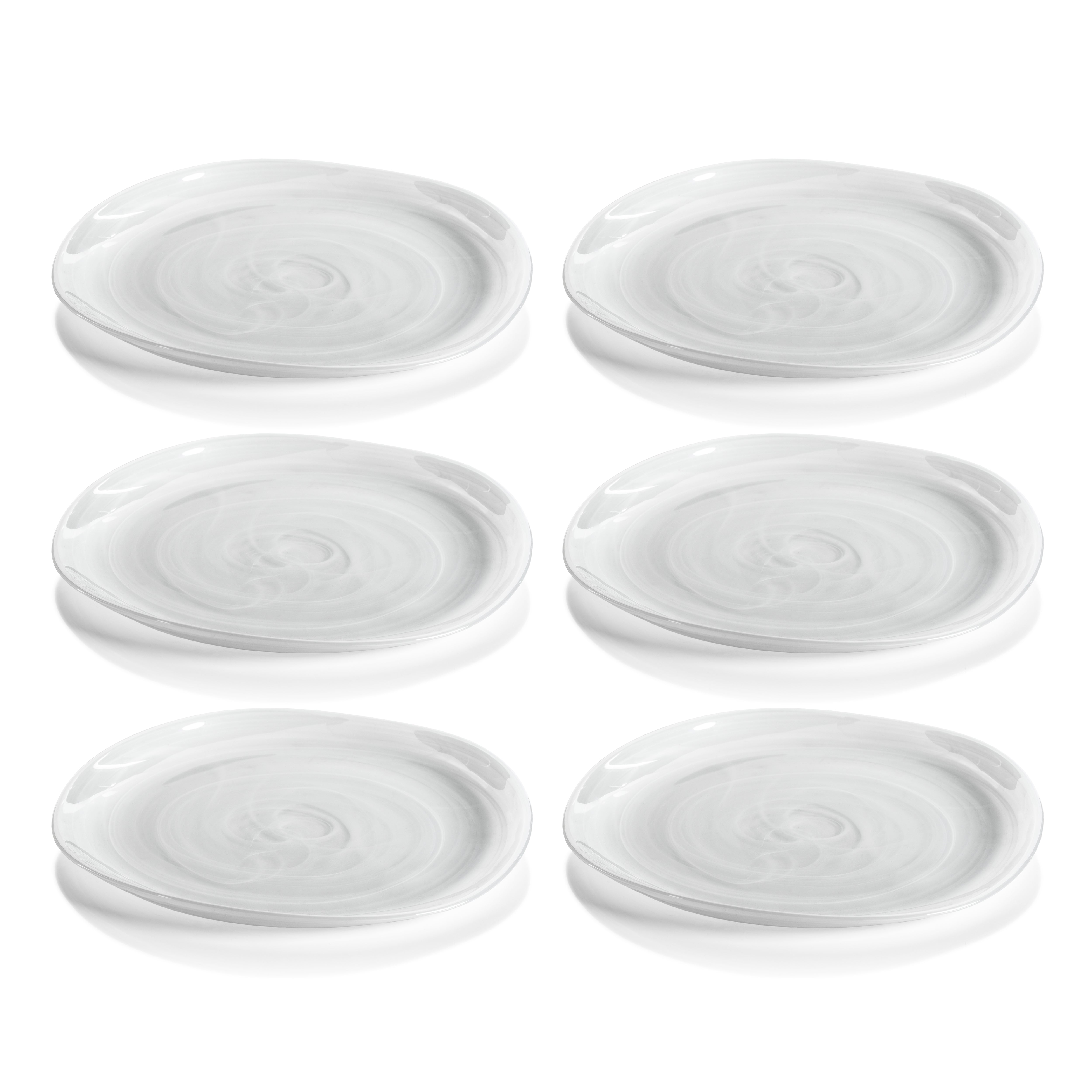 Zodax Reneta Alabaster Glass Plates, 11.5", Set of 6