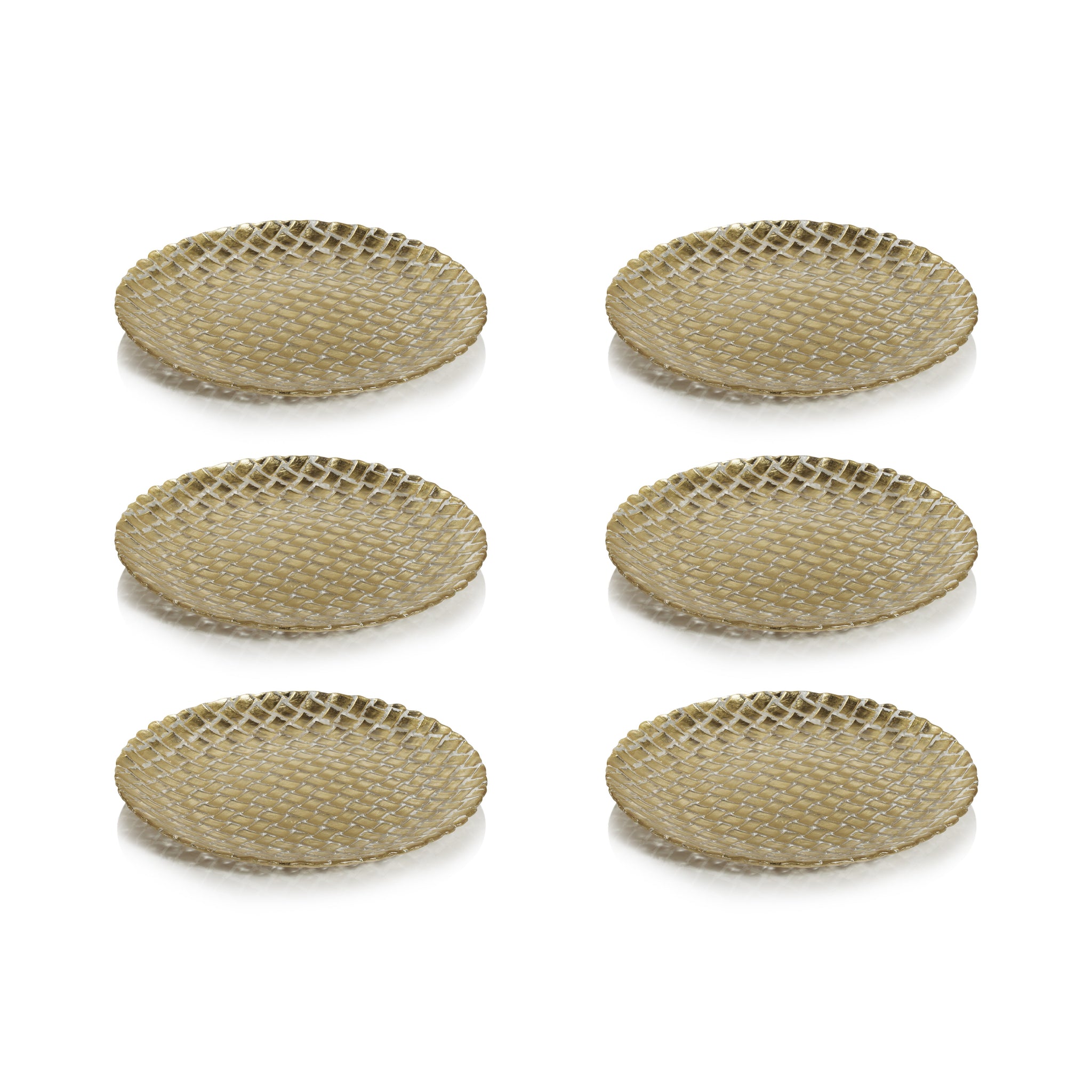 Zodax Nova Braided Gold Glass Plates, 8.25", Set of 6