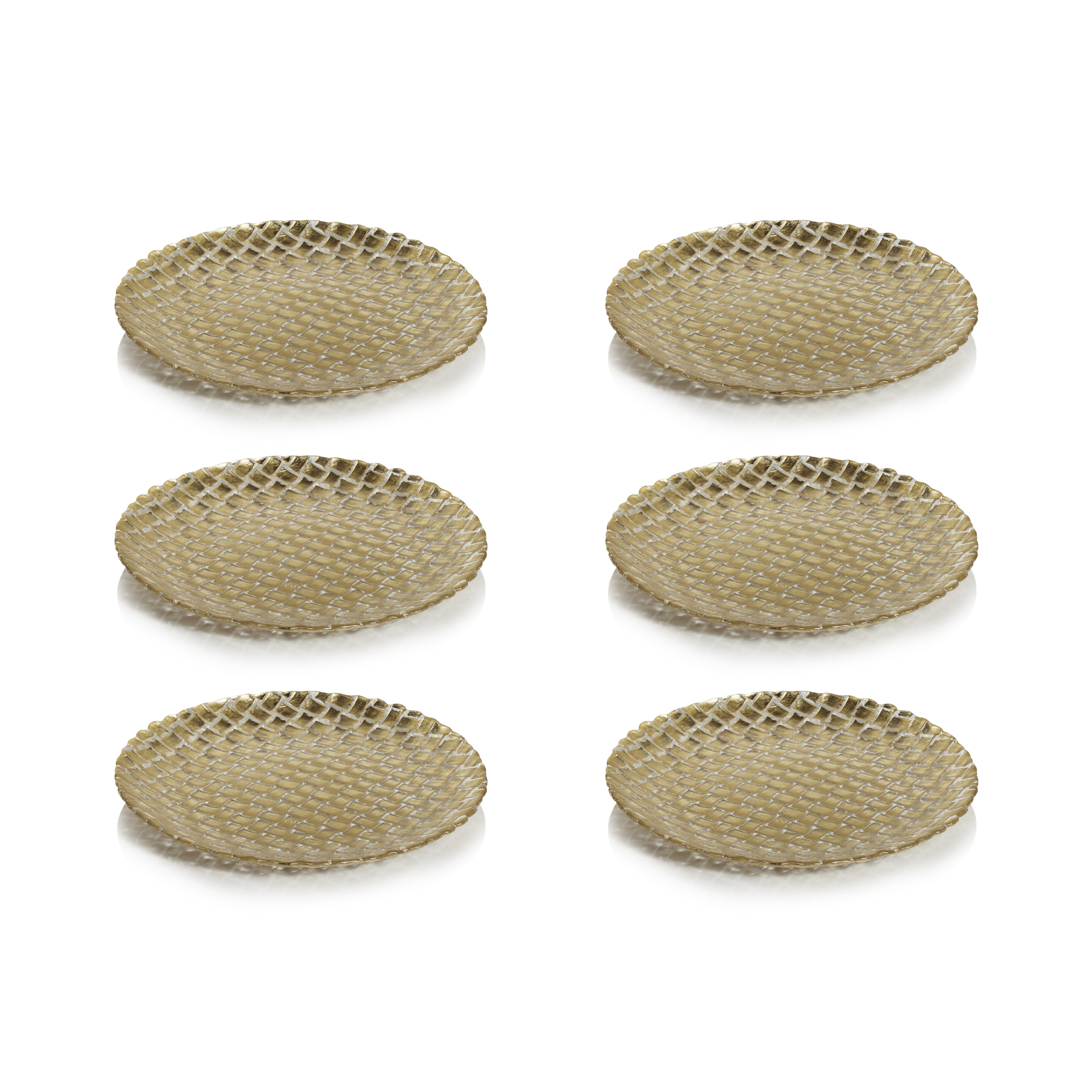 Zodax Nova Braided Gold Glass Plates, 8.25", Set of 6