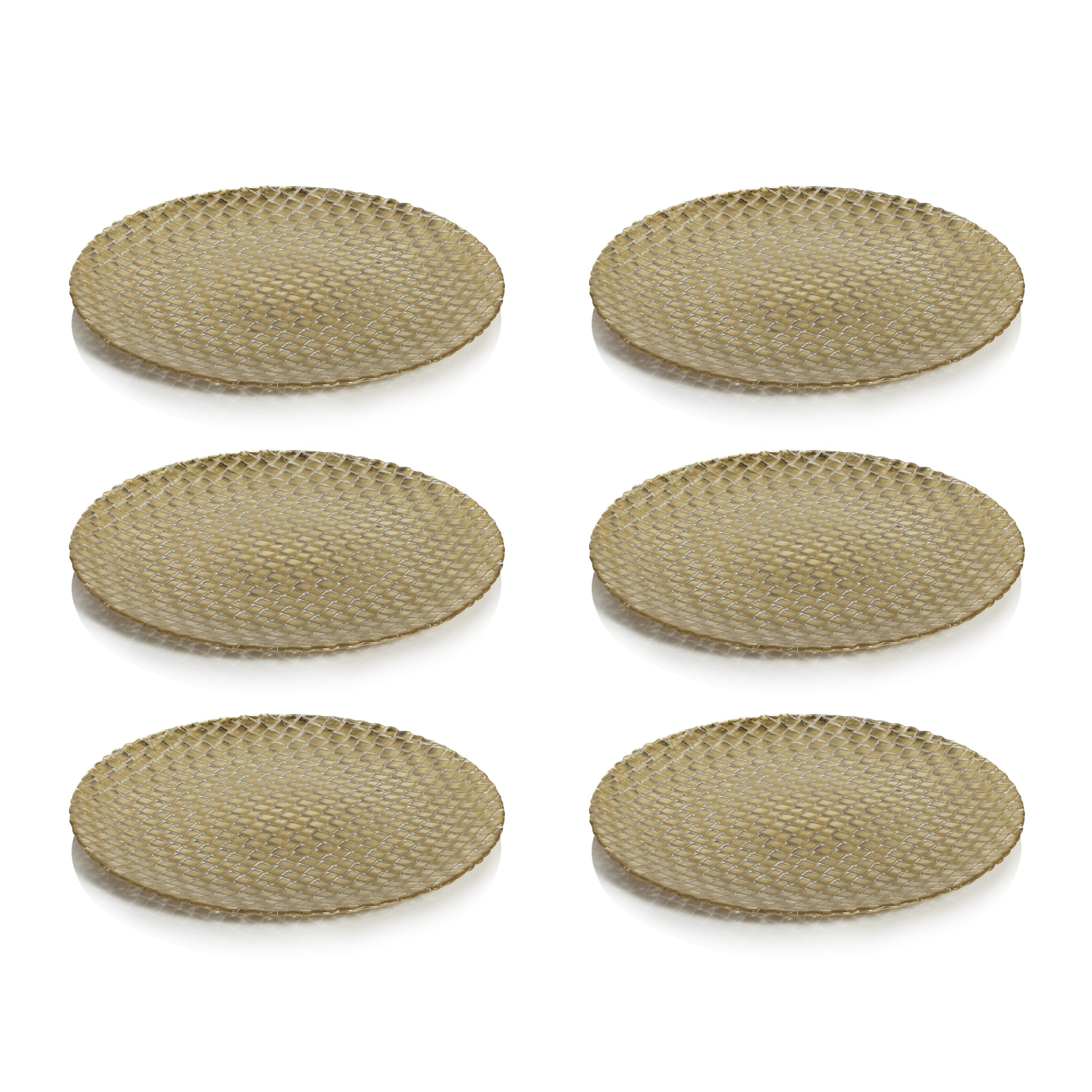 Zodax Nova Braided Gold Glass Plates, 13", Set of 6