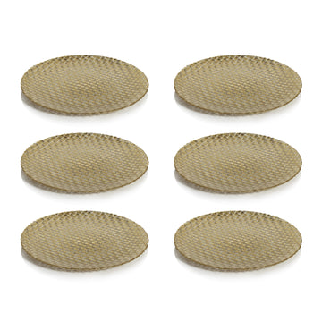 Zodax Nova Braided Gold Glass Plates, 13", Set of 6