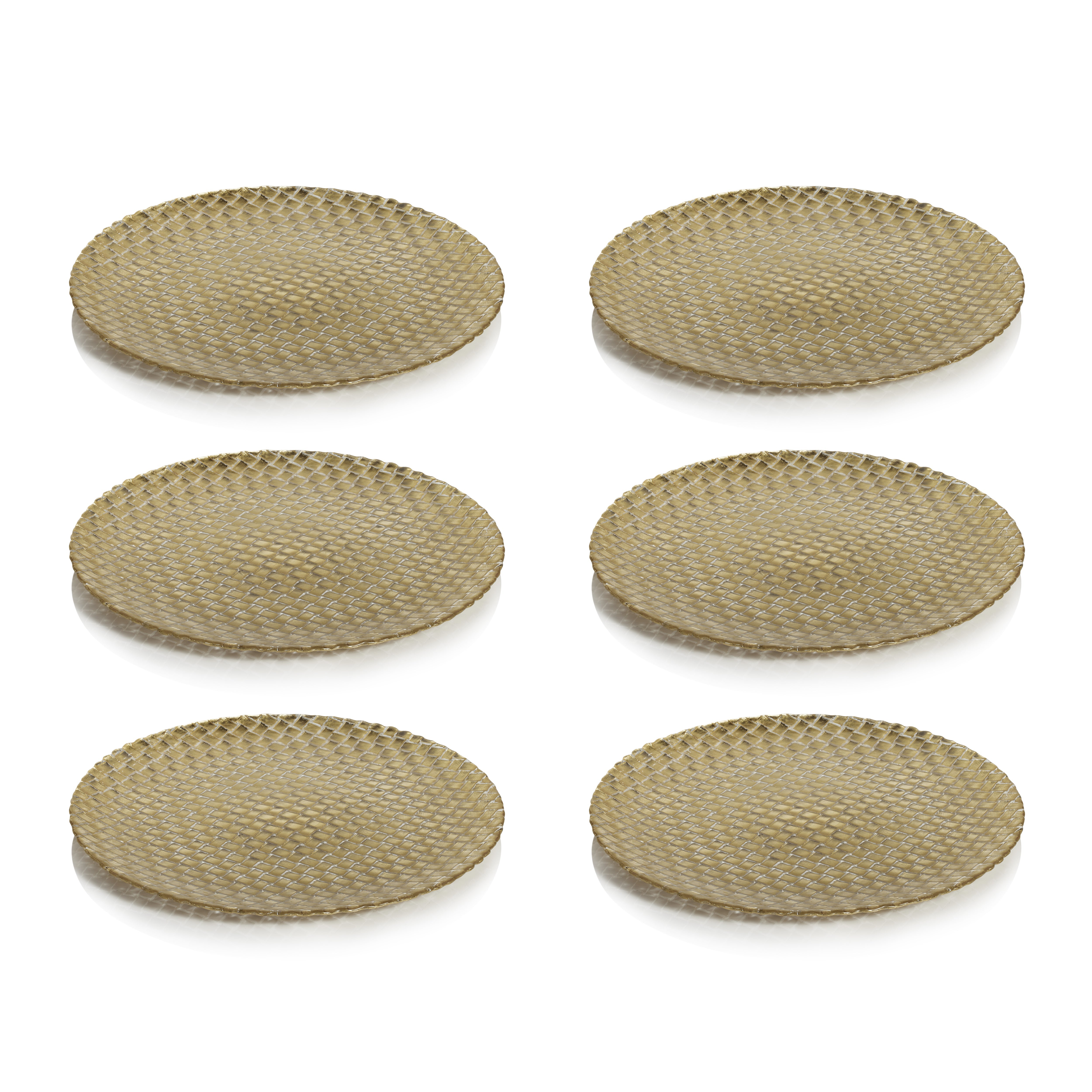 Zodax Nova Braided Gold Glass Plates, 13", Set of 6