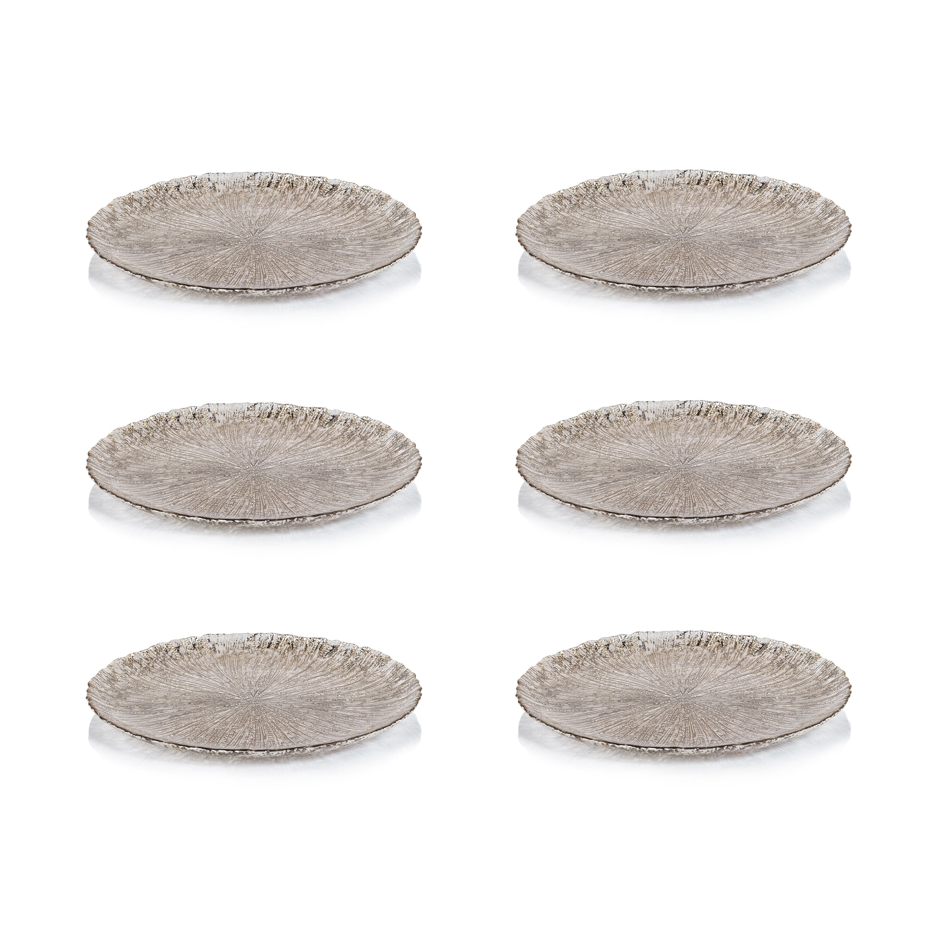 Zodax Chiara 6-Piece Fusion Glass Serving Platter Set, 11"