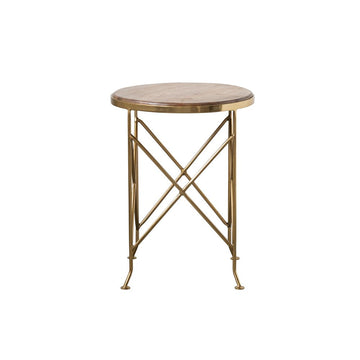 Metal & Mango Wood Table, Brass Finish