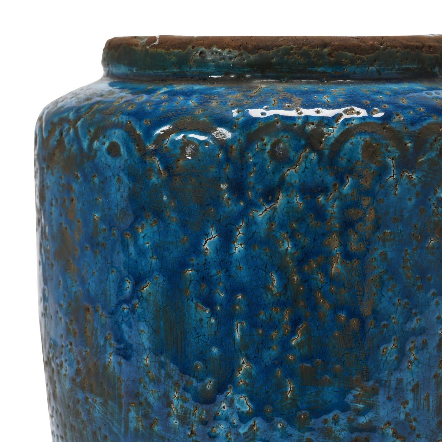 Design Shop Debossed Terra-cotta Vase, Distressed Blue Finish