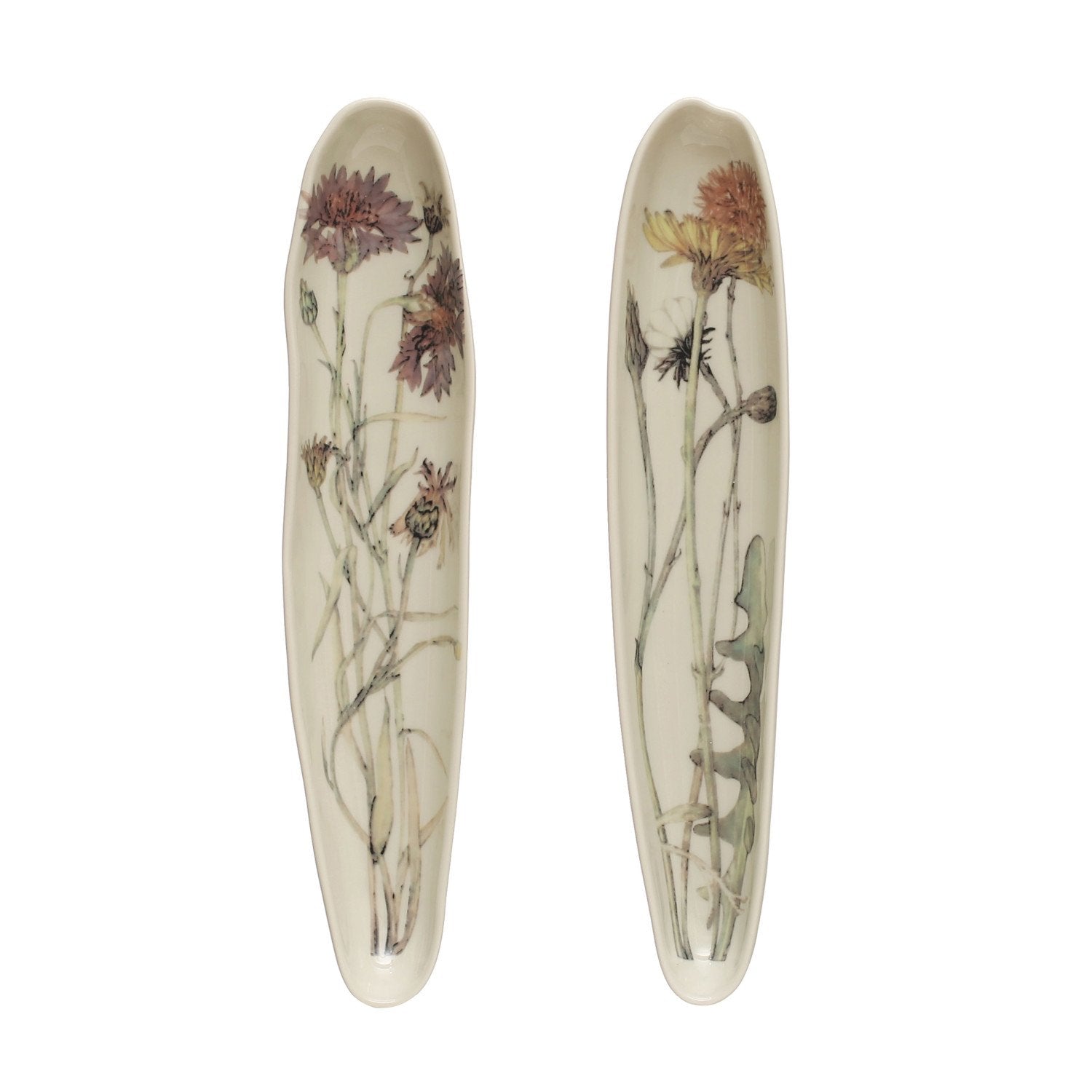 Design Shop Stoneware Platter w/ Florals, Set of 2