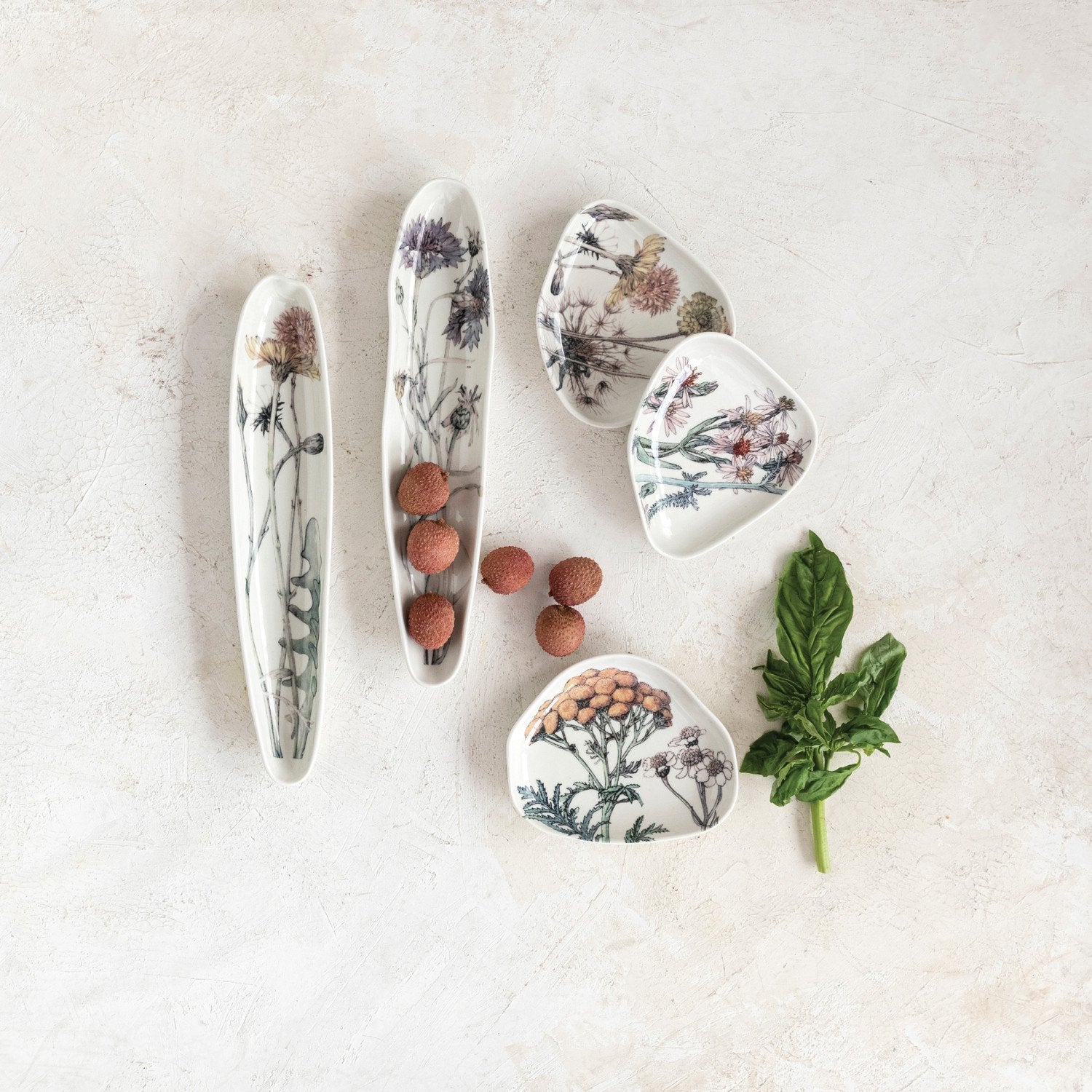 Design Shop Stoneware Platter w/ Florals, Set of 2