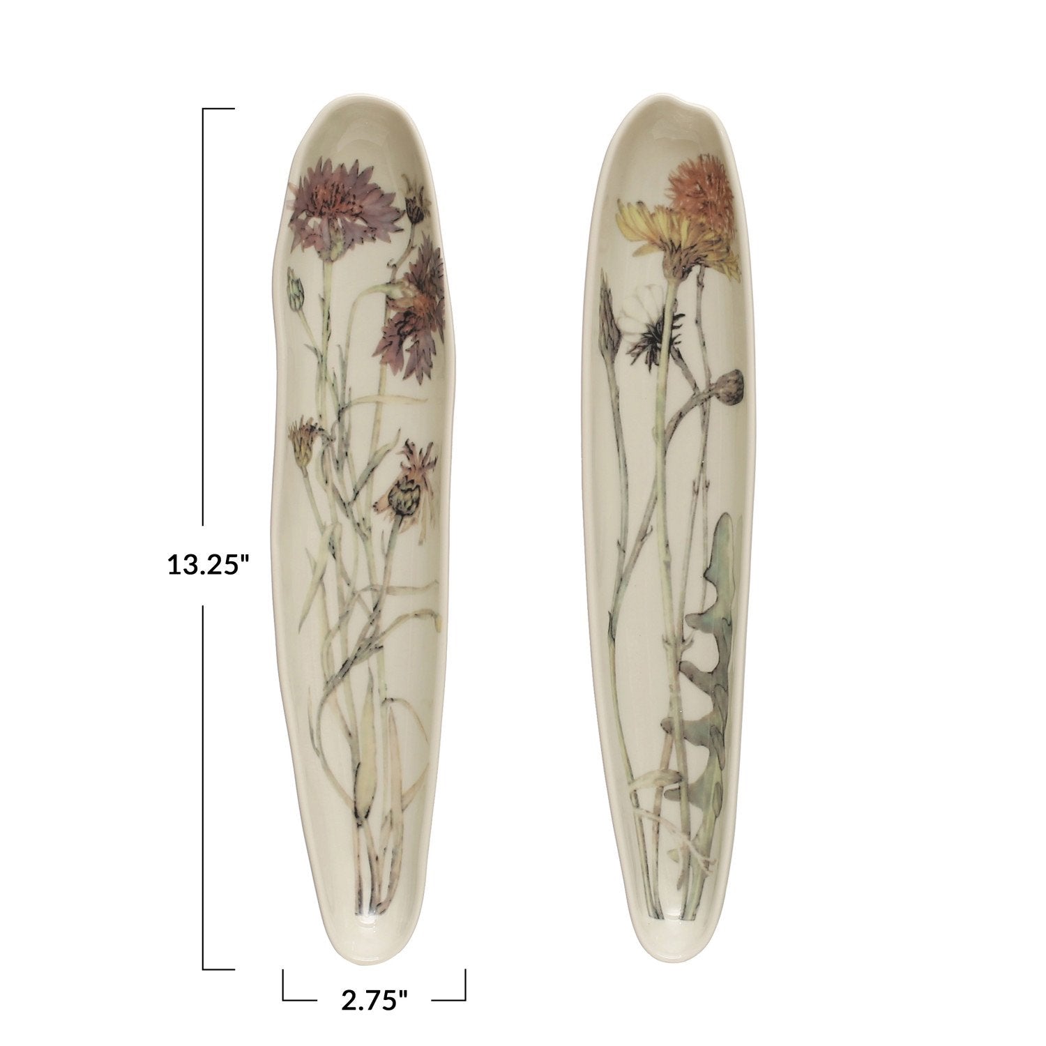 Design Shop Stoneware Platter w/ Florals, Set of 2