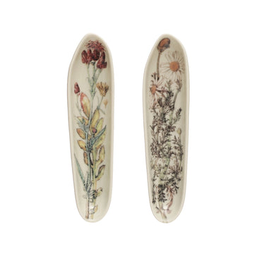 Design Shop Stoneware Platter w/ Florals, Set of 2