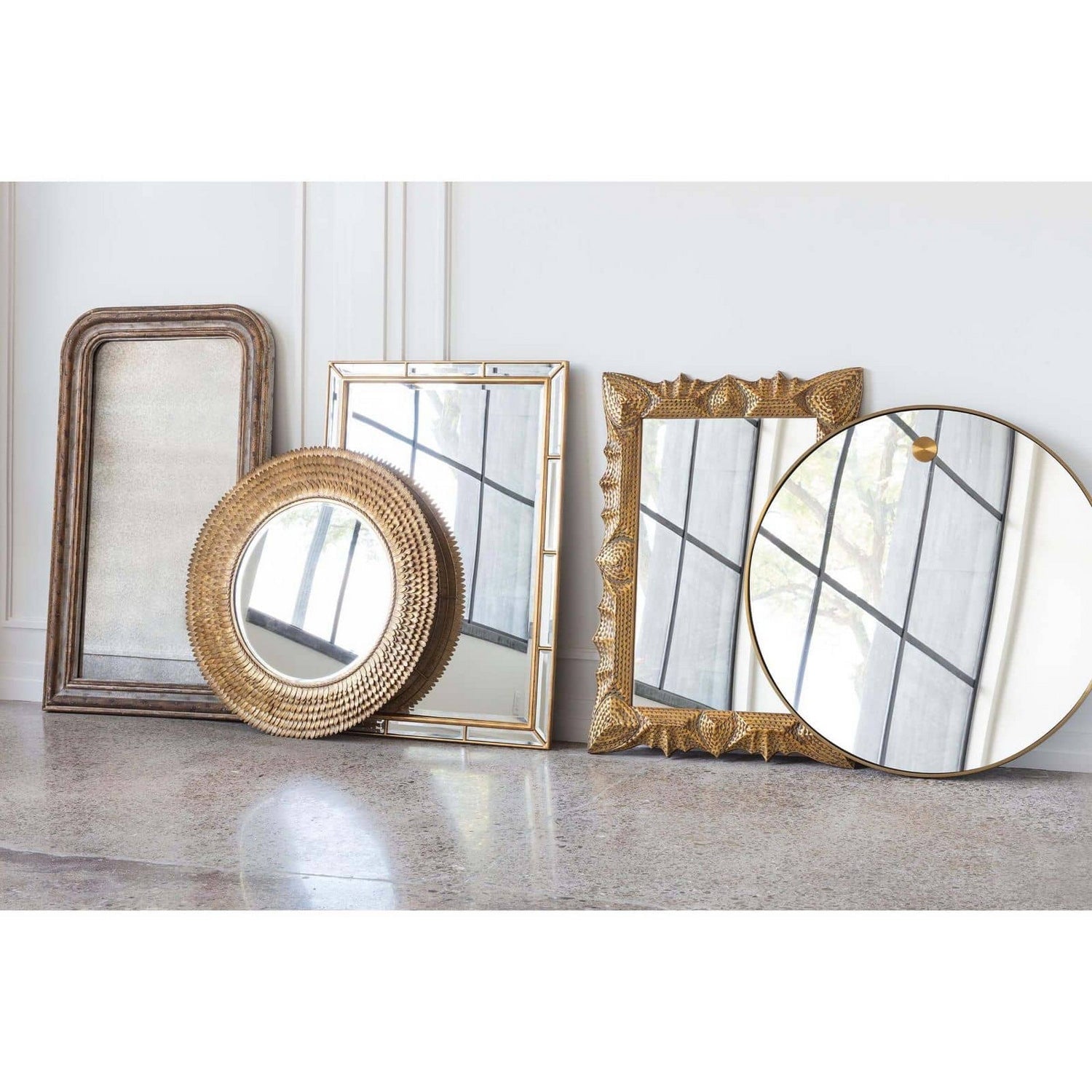 Regina Andrew Mirror from the Petal collection in Gold Leaf finish