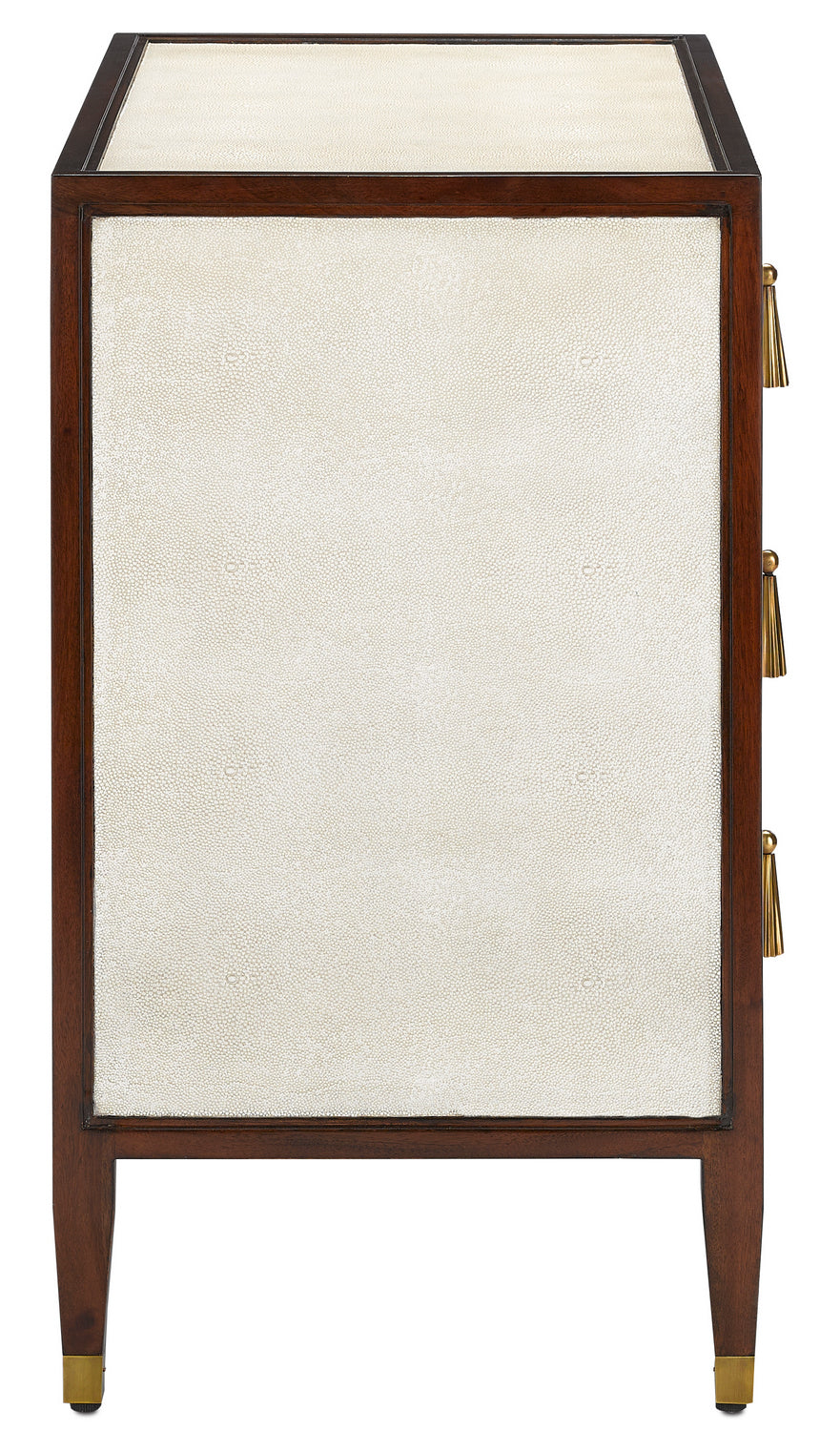 Currey and Company Chest from the Evie Collection collection in Ivory/Dark Walnut/Brass finish