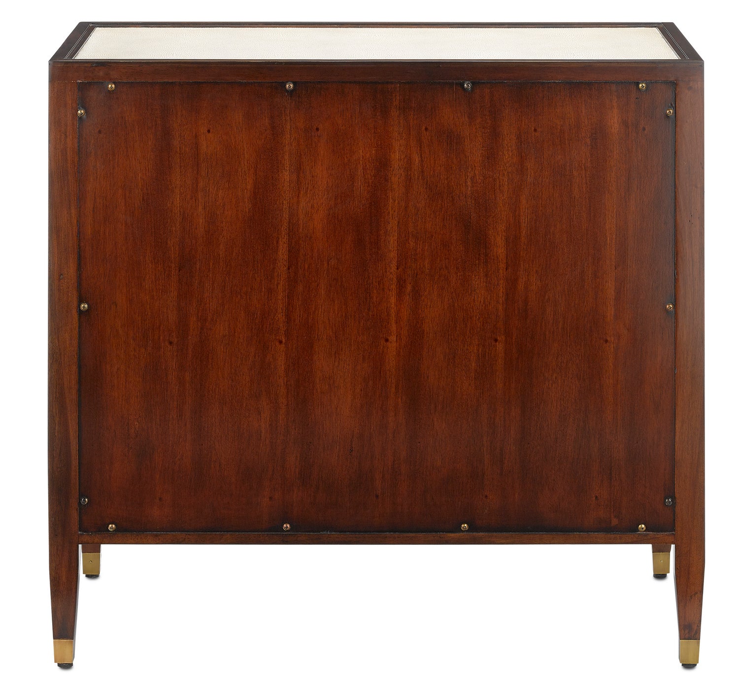 Currey and Company Chest from the Evie Collection collection in Ivory/Dark Walnut/Brass finish