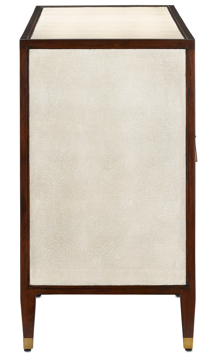 Currey and Company Credenza from the Evie Collection collection in Ivory/Dark Walnut/Brass finish