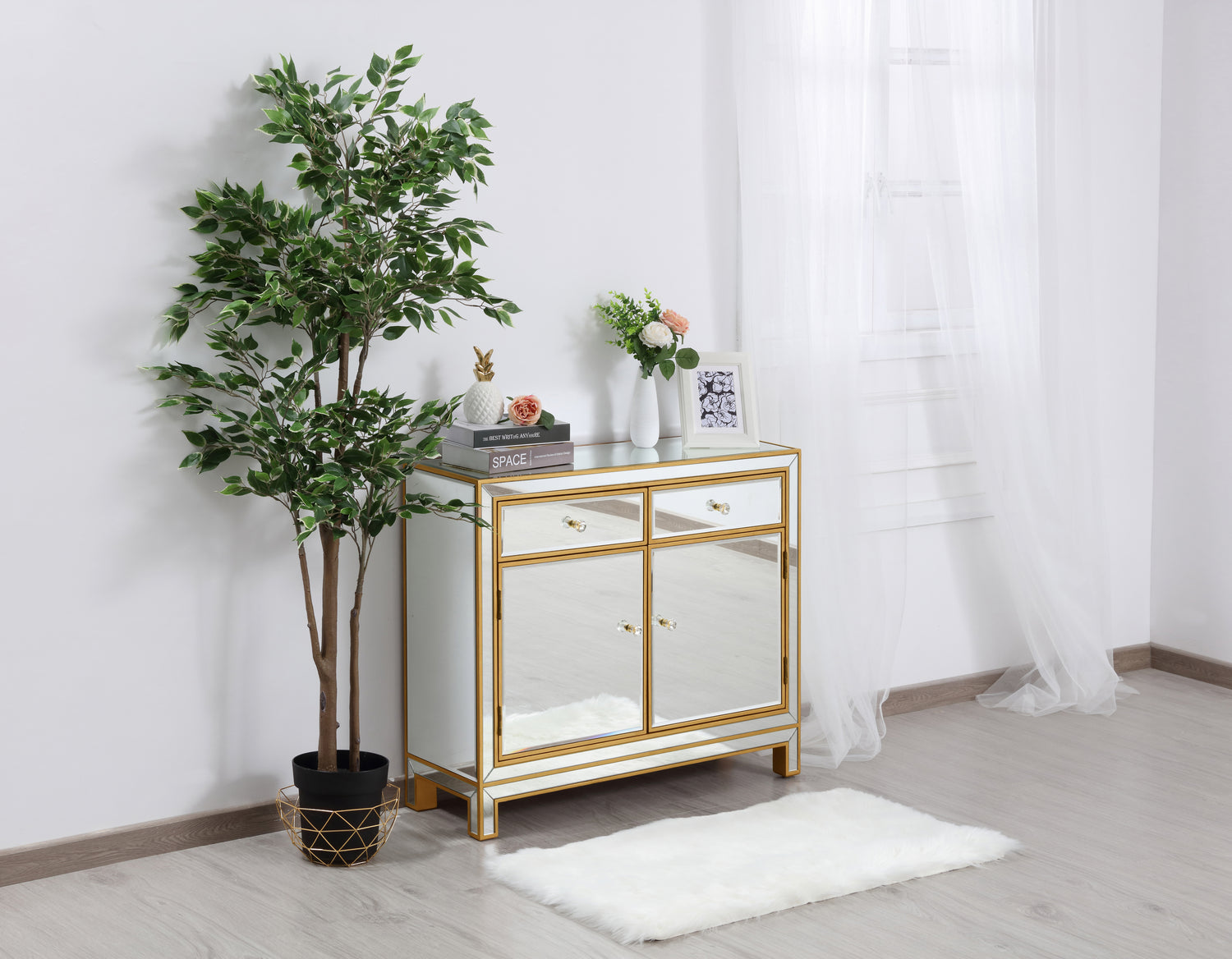 Elegant Lighting Nightstand from the REFLEXION collection in Antique Gold finish