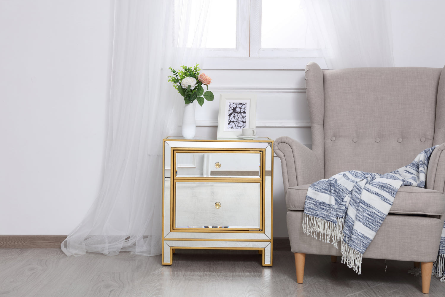 Elegant Lighting Nightstand from the REFLEXION collection in Antique Gold finish