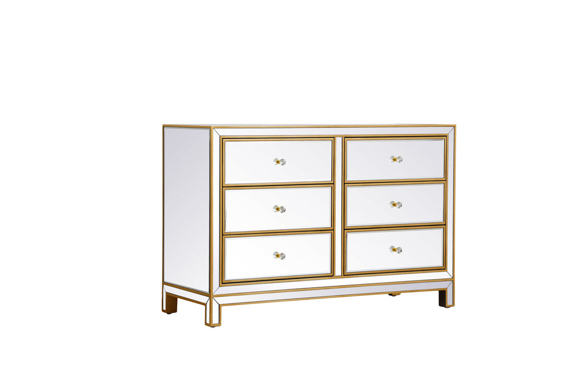 Elegant Lighting Dresser from the REFLEXION collection in Antique Gold finish