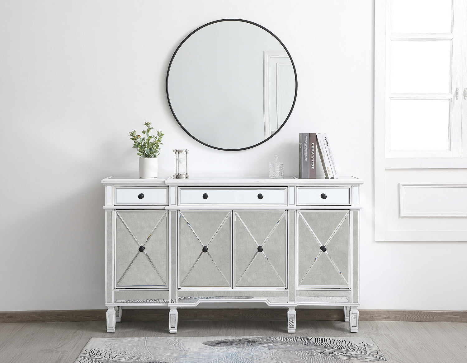 Elegant Lighting Credenza from the Contempo collection in Antique White finish