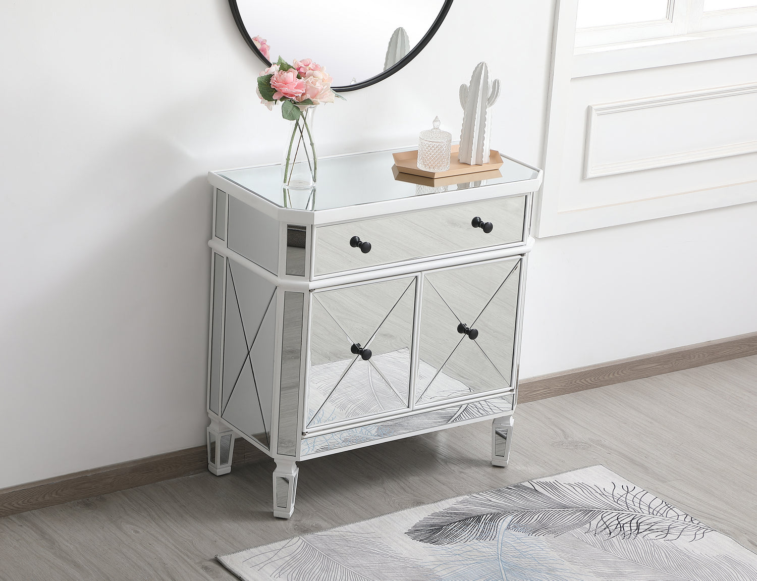 Elegant Lighting Cabinet from the Contempo collection in Antique White finish