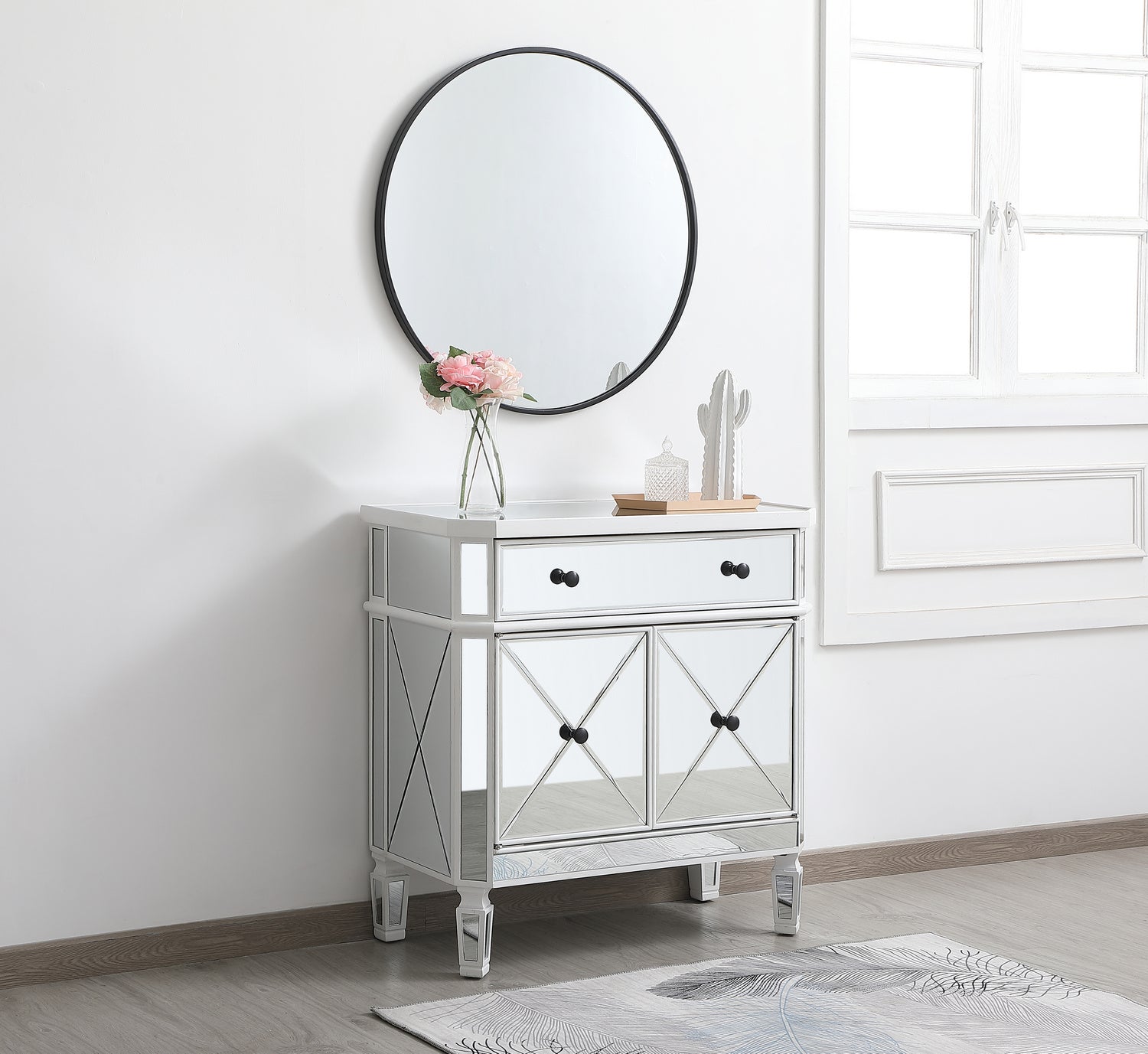 Elegant Lighting Cabinet from the Contempo collection in Antique White finish