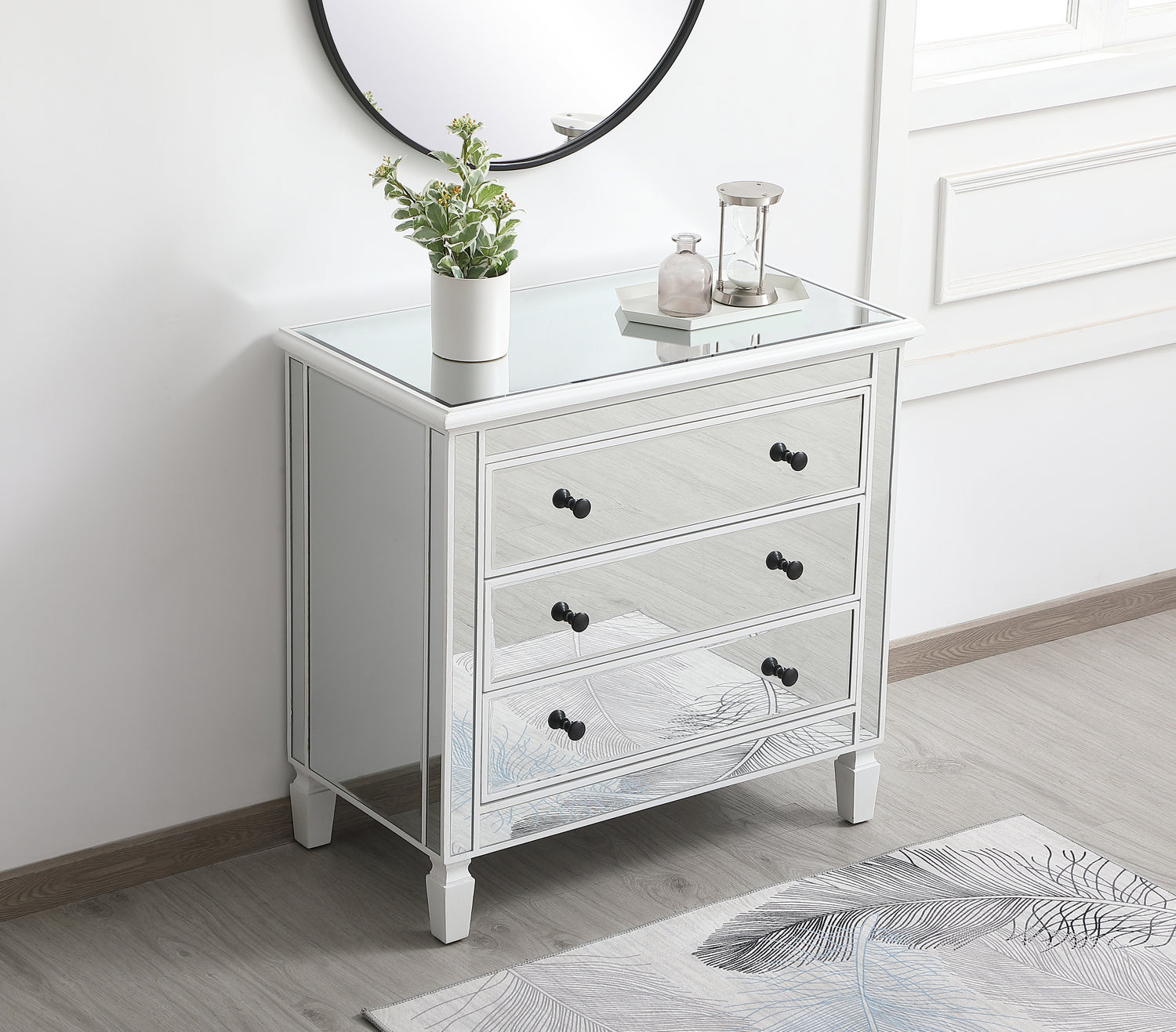 Elegant Lighting Chest from the Contempo collection in Antique White finish