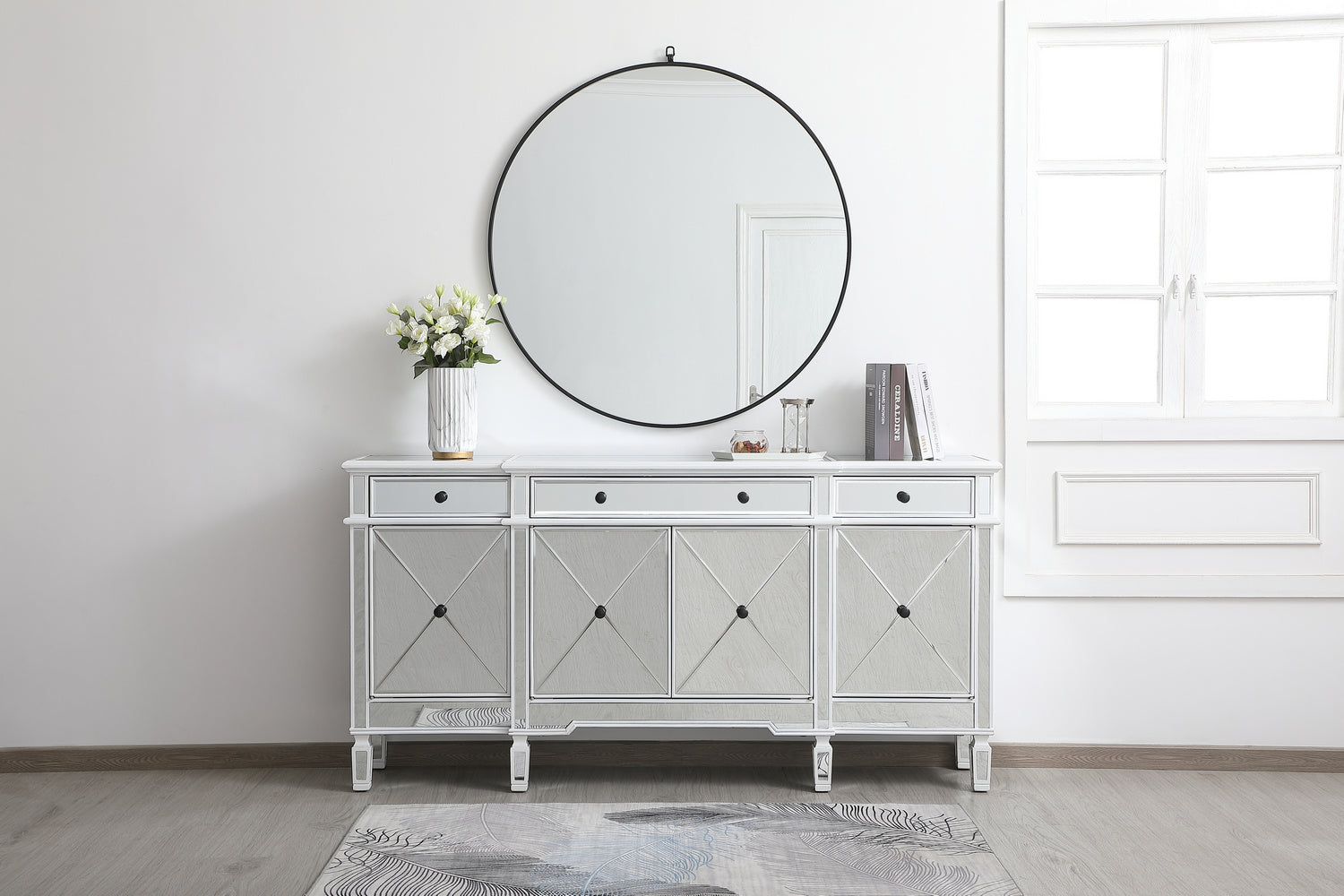 Elegant Lighting Credenza from the Contempo collection in Antique White finish