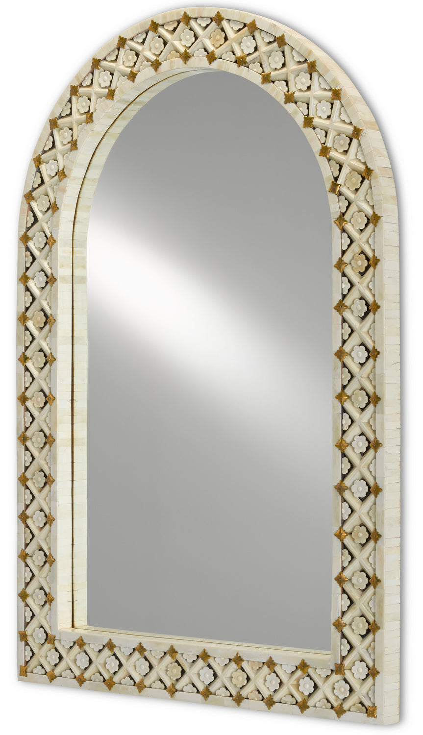 Currey and Company Mirror from the Ellaria Collection collection in Natural Bone/Brass/Mirror finish