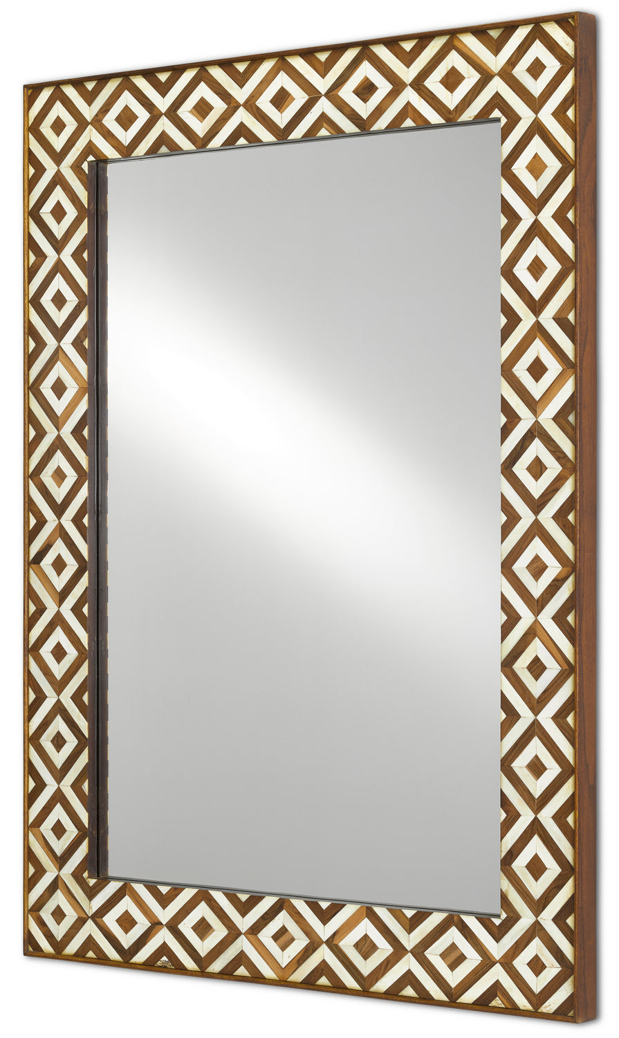 Currey and Company Mirror from the Persian collection in Natural Bone/Natural Wood/Mirror finish