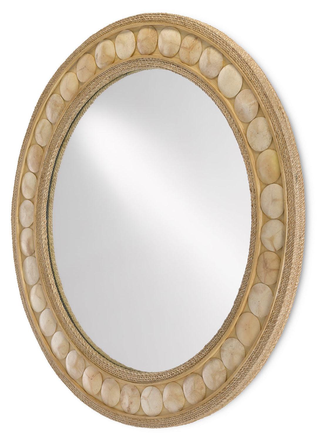 Currey and Company Mirror from the Buko Collection collection in Straw/Natural Abaca Rope/Coco Shell/Mirror finish