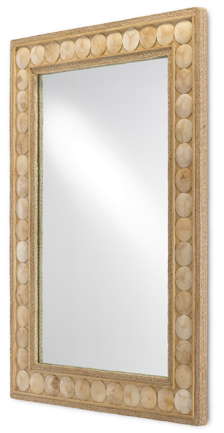 Currey and Company Mirror from the Buko Collection collection in Straw/Natural Abaca Rope/Coco Shell/Mirror finish