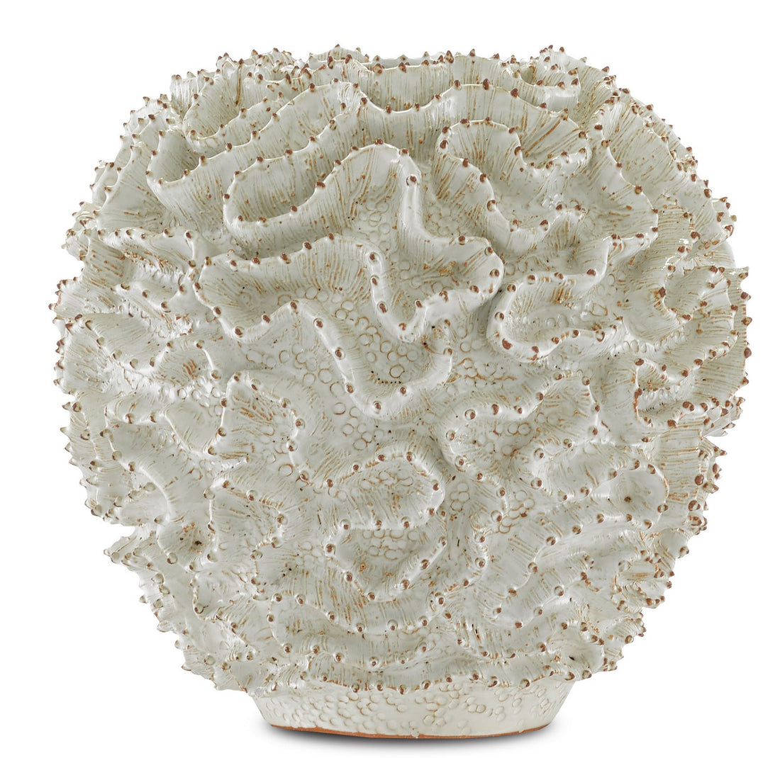 Currey and Company Vase from the Swirl Collection collection in White/Gold finish