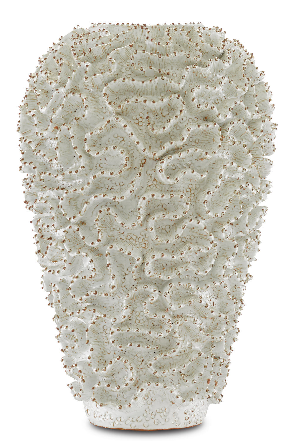 Currey and Company Vase from the Swirl Collection collection in White/Gold finish