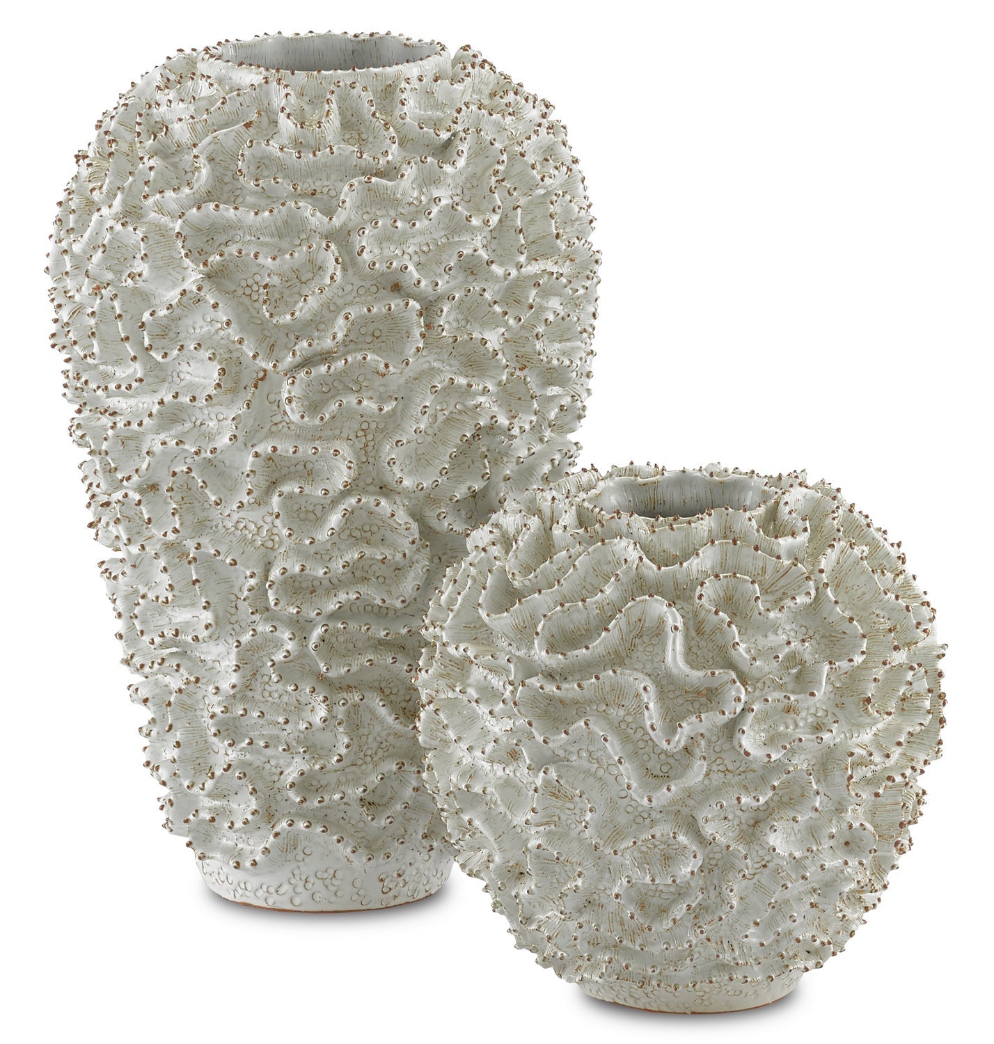 Currey and Company Vase from the Swirl Collection collection in White/Gold finish