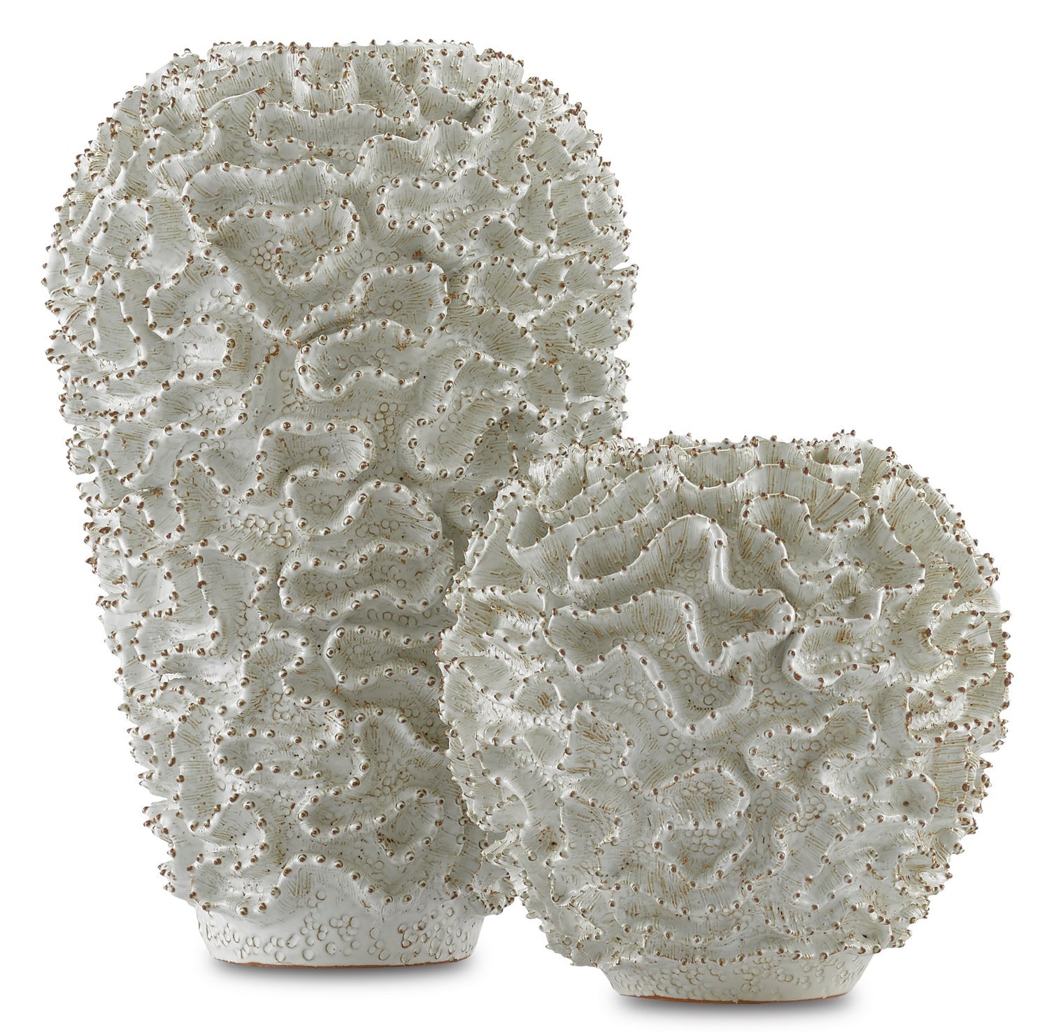 Currey and Company Vase from the Swirl Collection collection in White/Gold finish