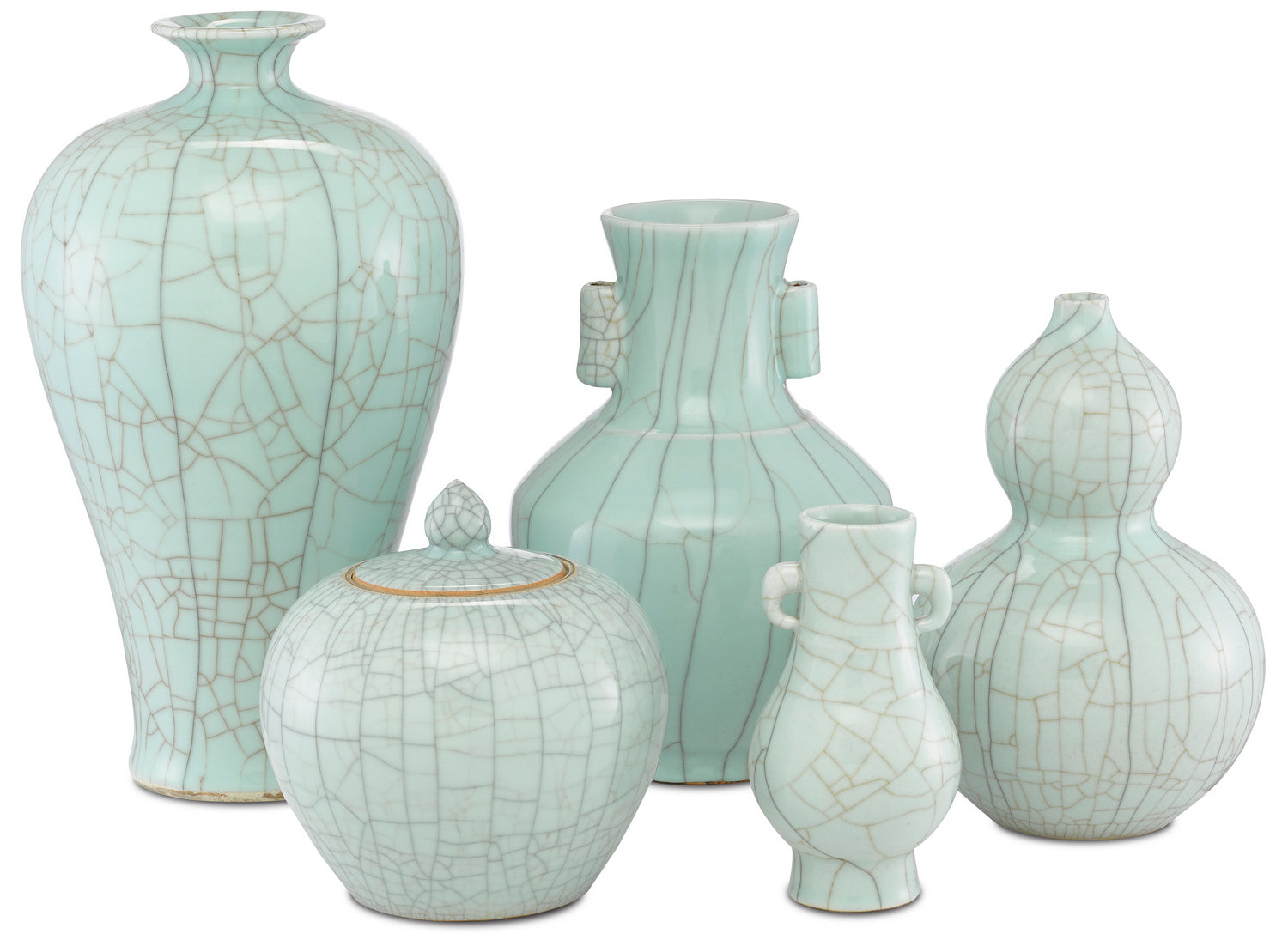 Currey and Company Vase from the Maiping Collection collection in Celadon Crackle finish