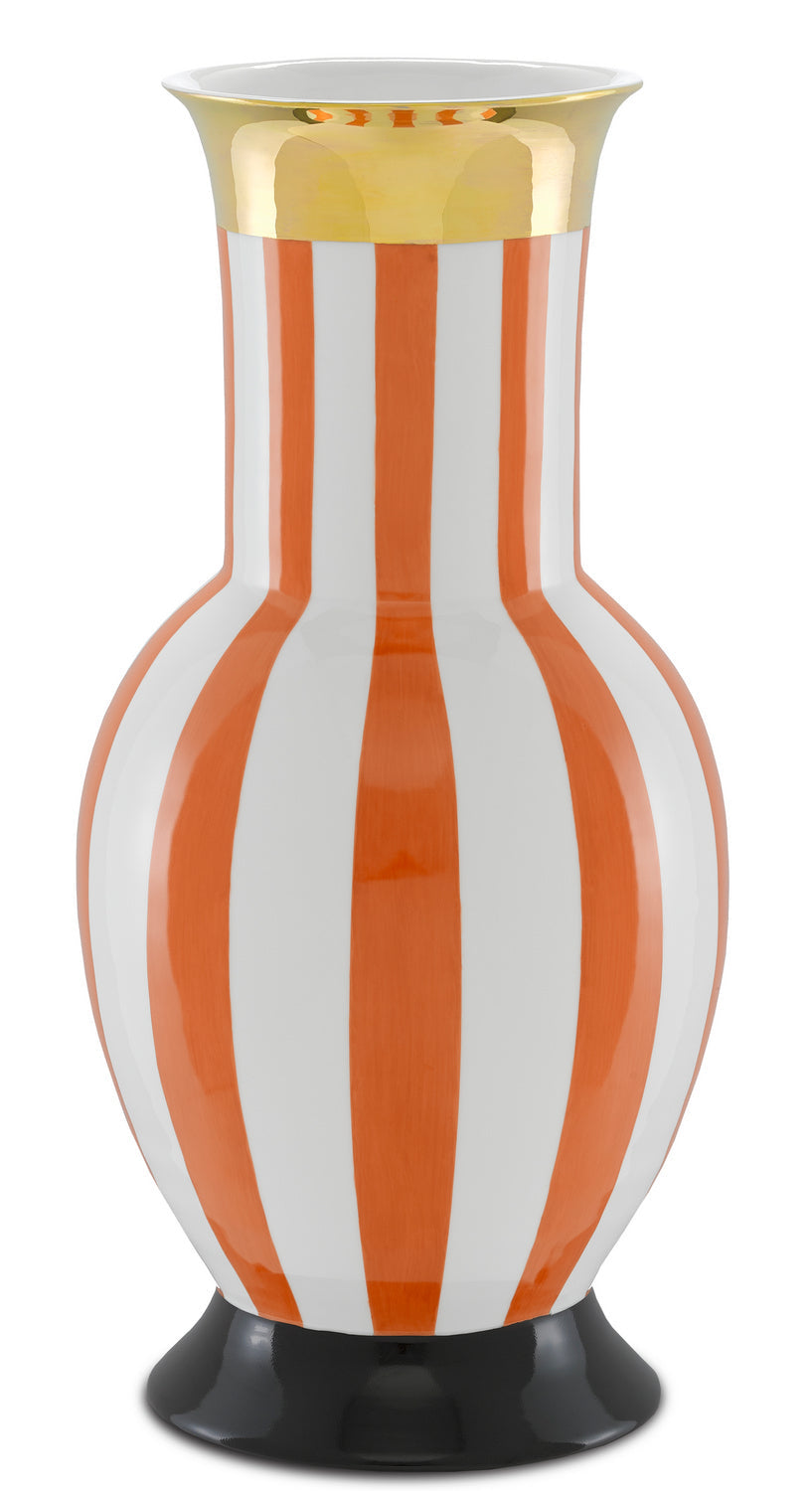 Currey and Company Vase from the De collection in Orange/White/Gold/Black finish